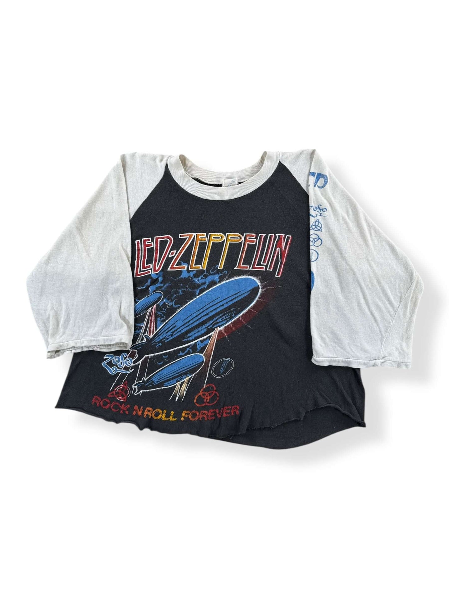 Front of Vintage Led Zeppelin Cropped Raglan Tee SZ M