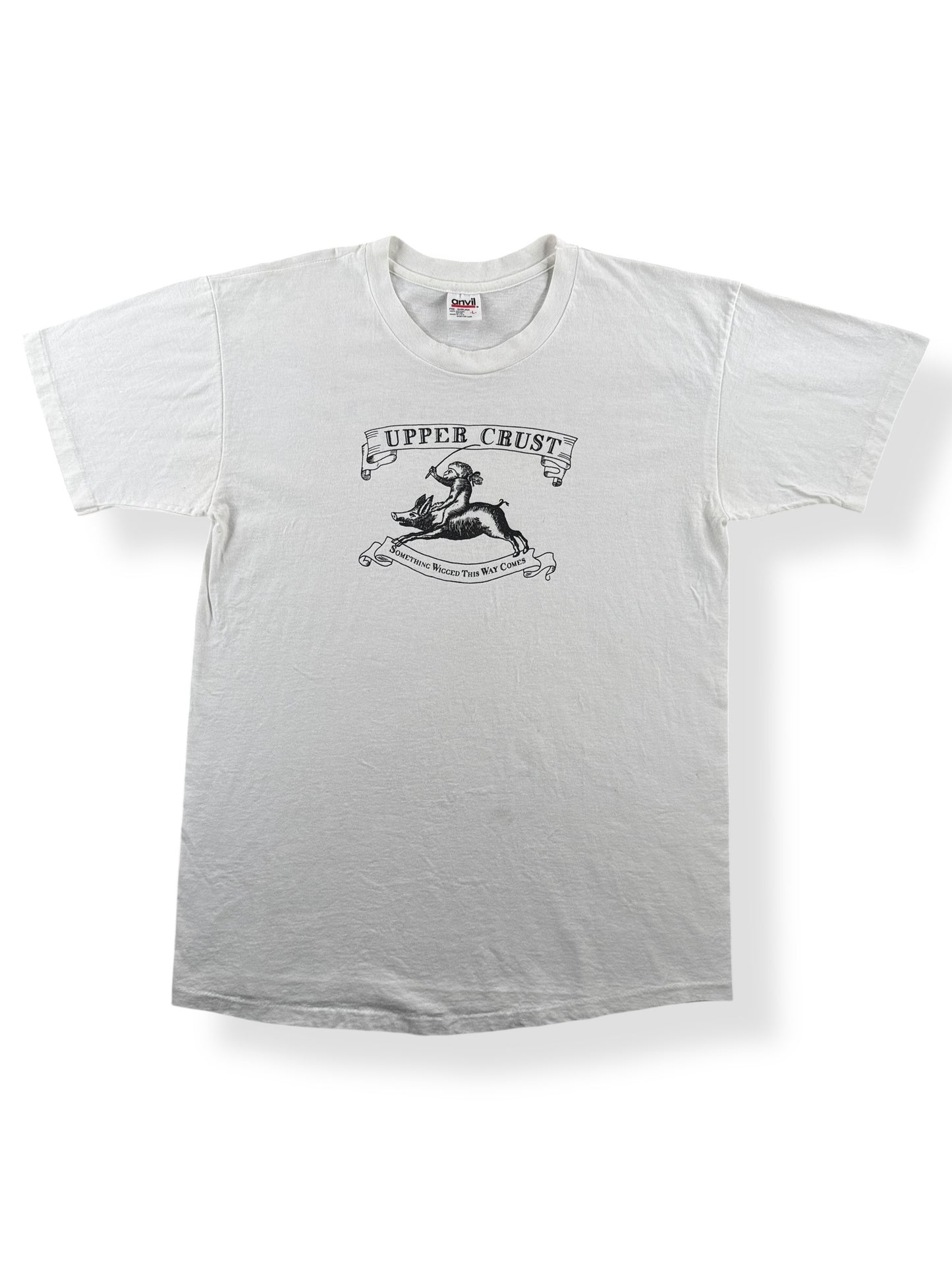 Front of Vintage Upper Crust Something Wigged This Way Comes Tee SZ L