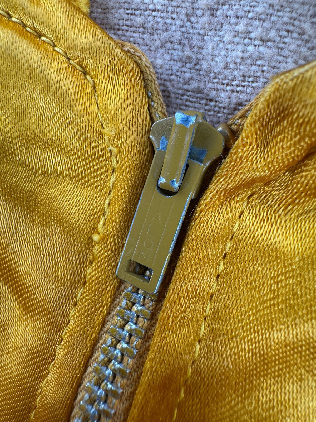 Talon zipper on Vintage 40s Goodyear Tires Satin Jacket SZ 42