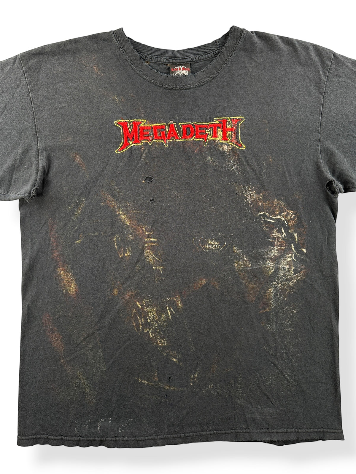 front close up of Vintage Megadeth Thrashed Tee SZ M