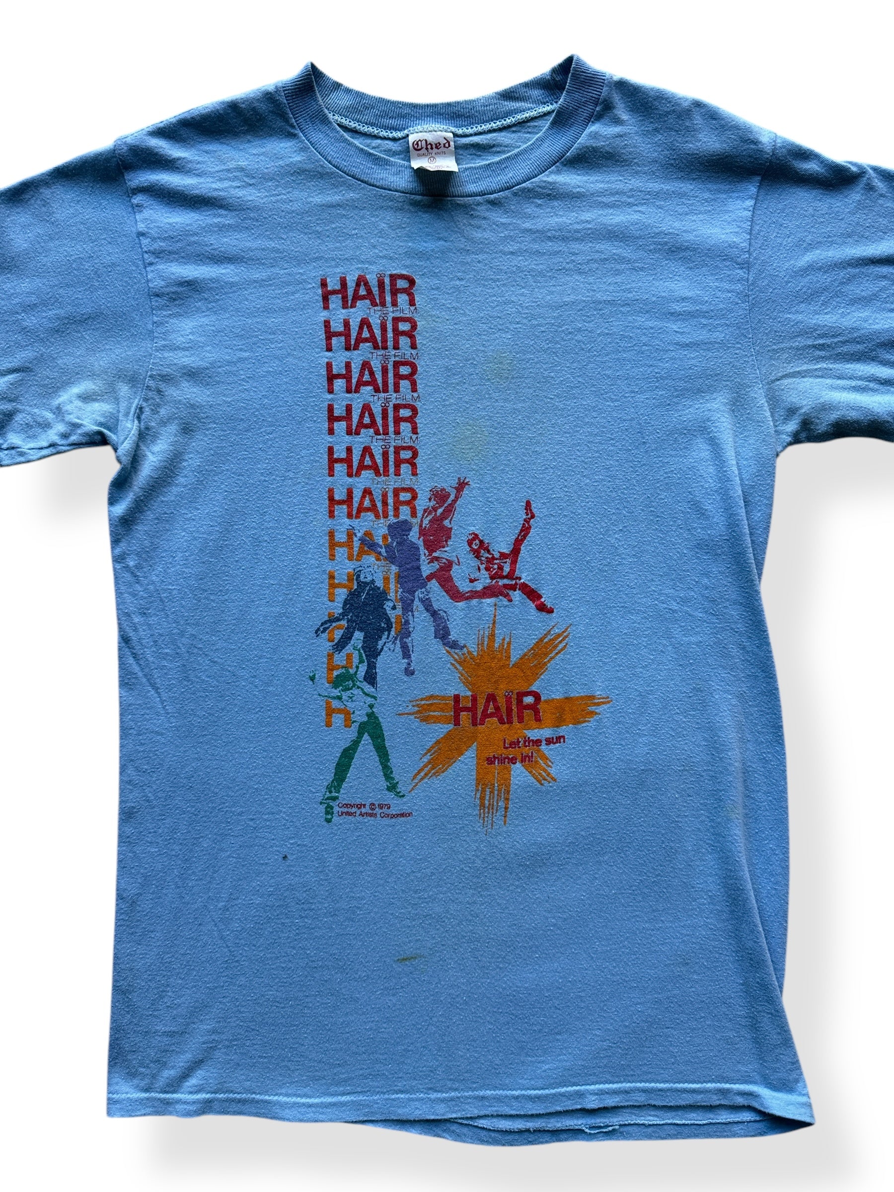 Front Close Up of 1979 Hair The Movie Tee SZ XS