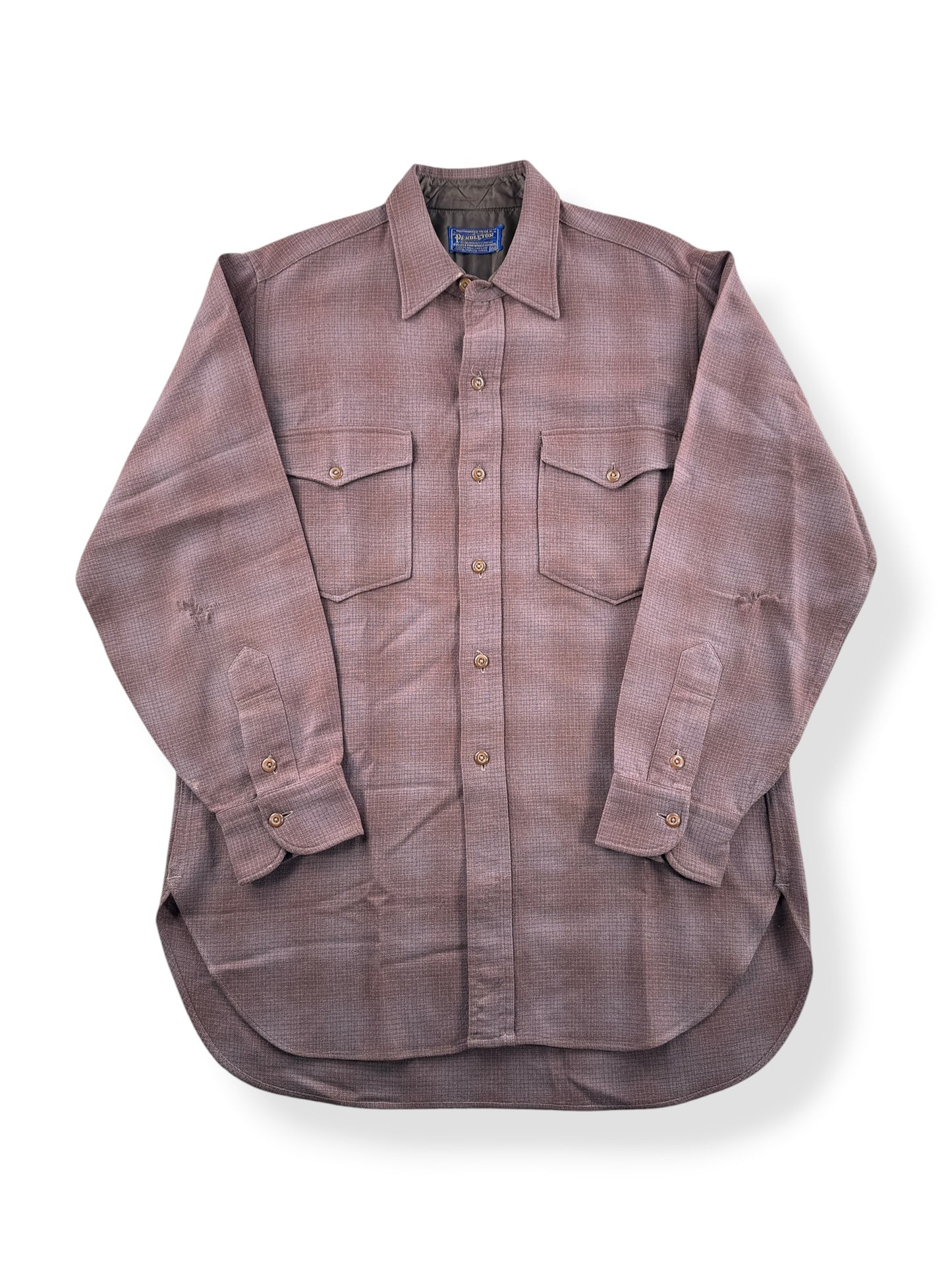 Front of Vintage 60s Pendleton Shadow Plaid Flannel SZ M