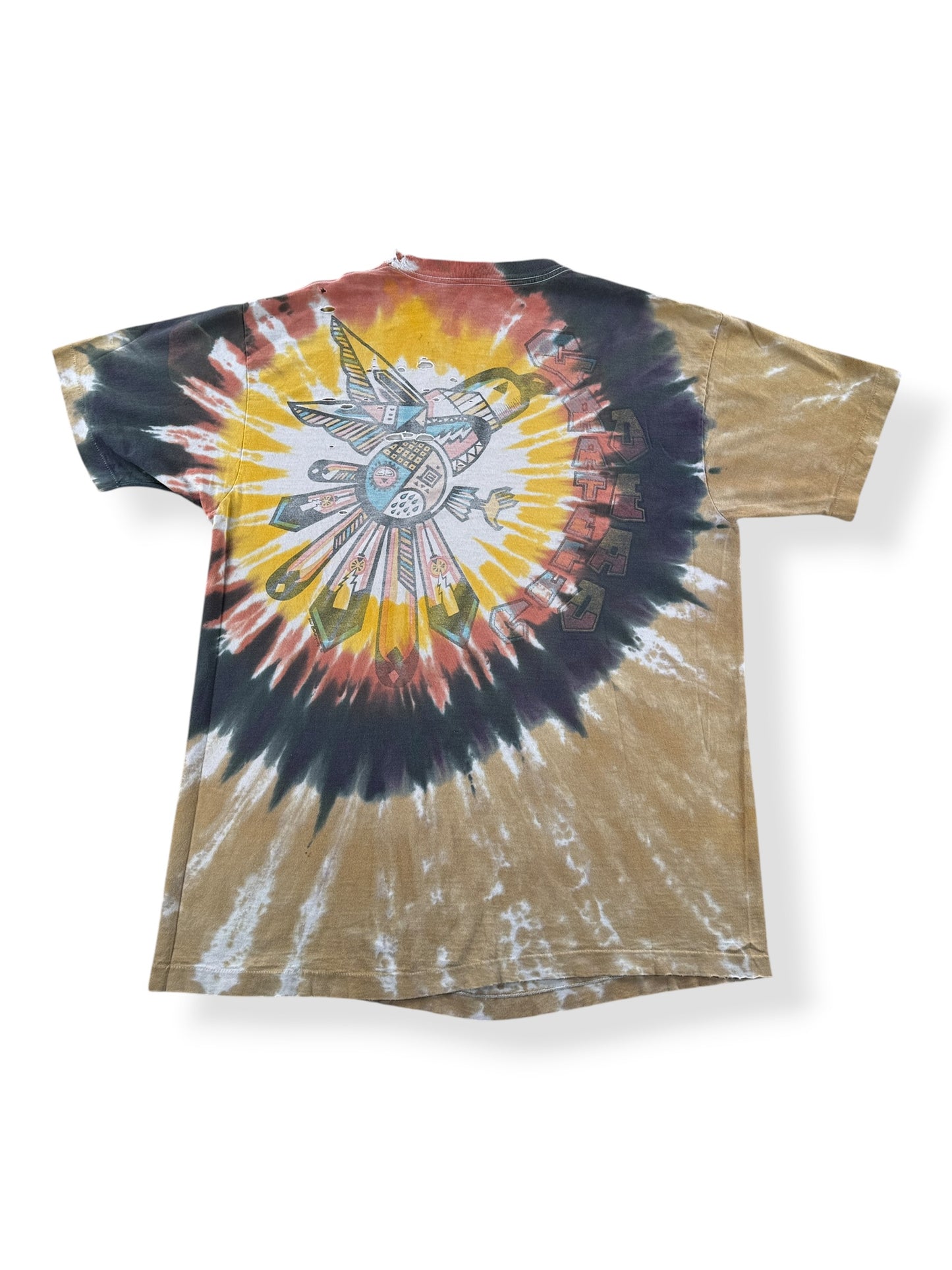 Back of Vintage Liquid Blue Native Art Grateful Dead Thrashed Tee SZ L