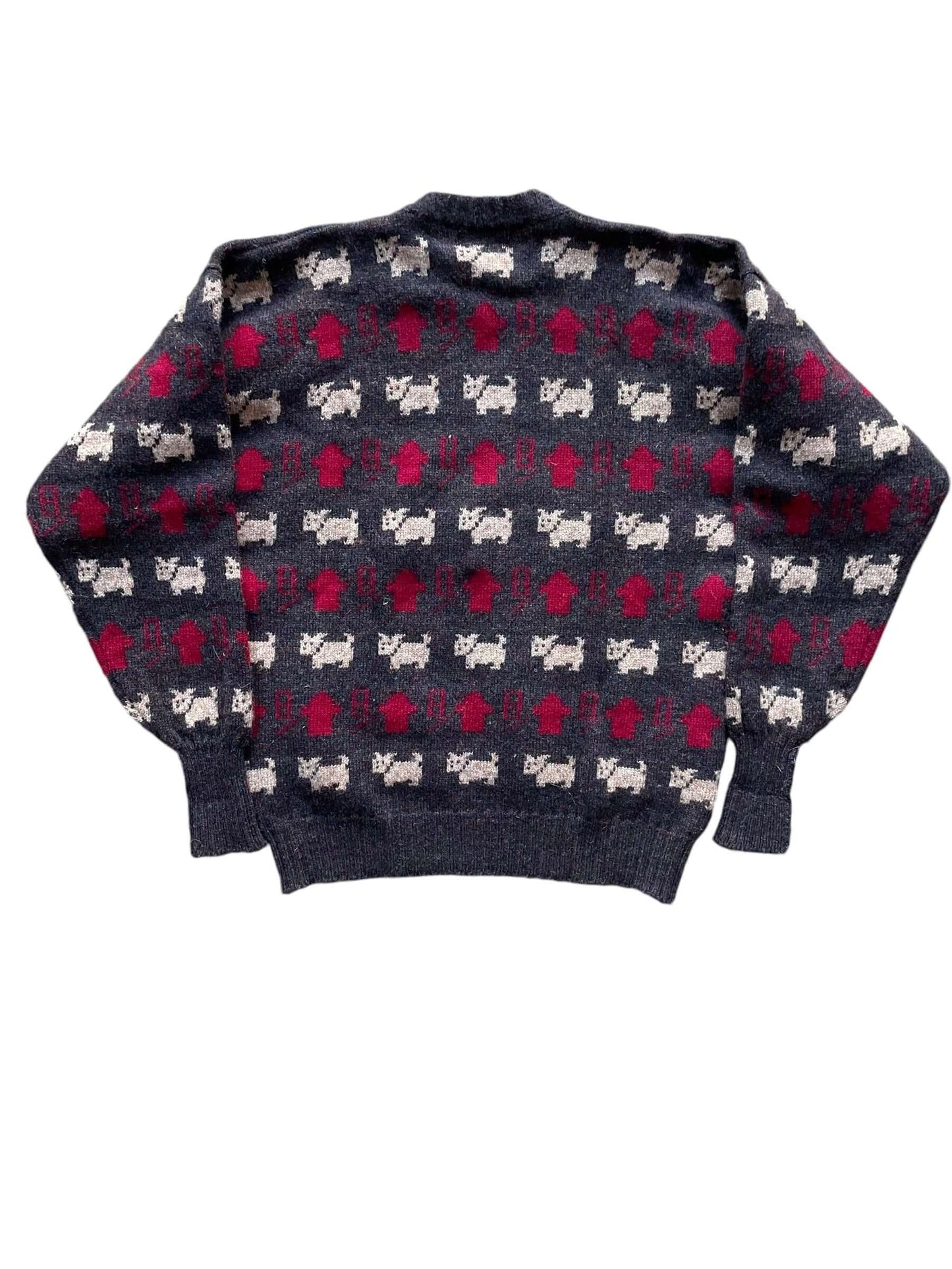 Back view of Vintage Frederick and Nelson Wool Dog Sweater L