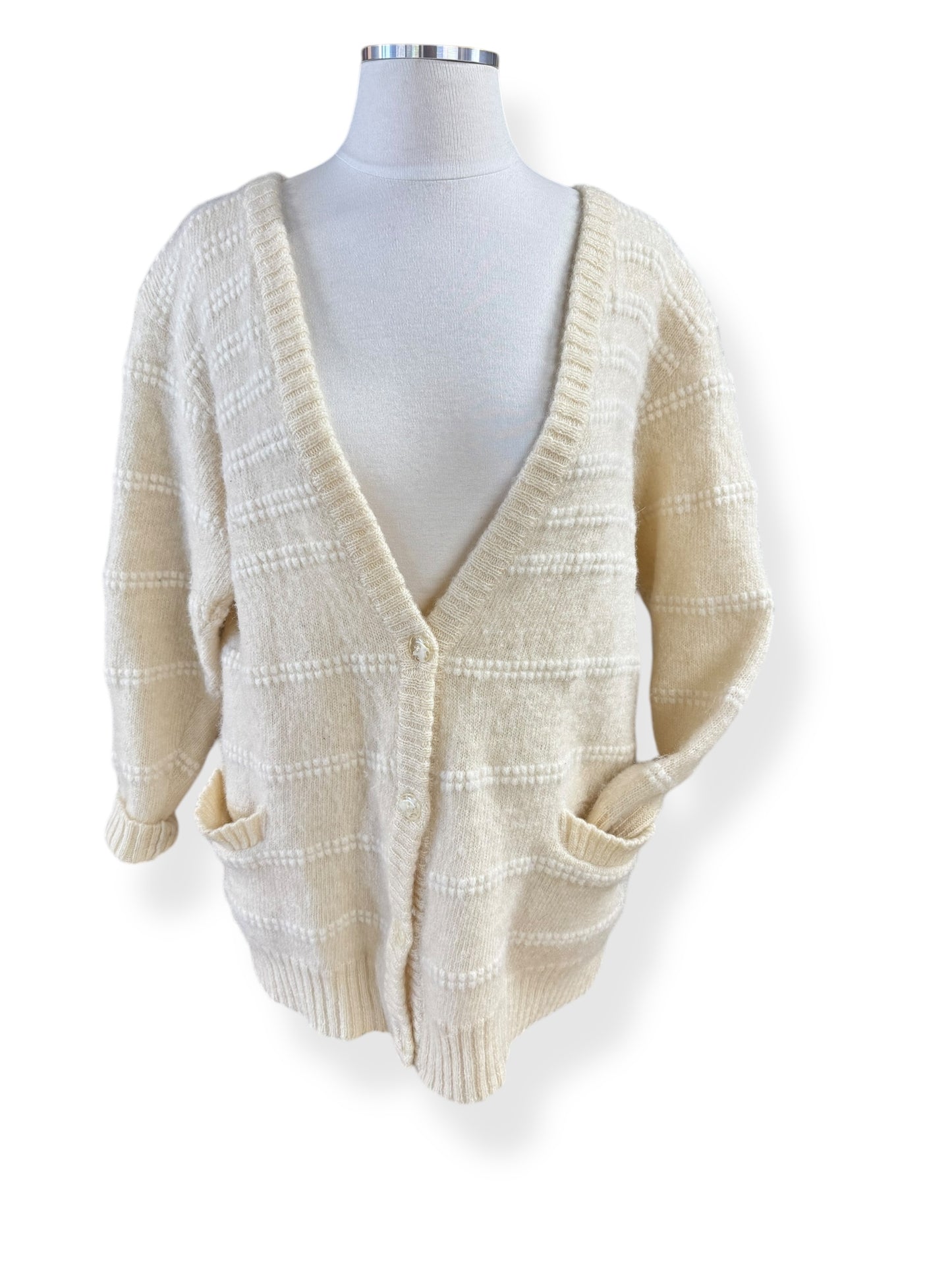 Front view of 1980s Hilda Ltd. Wool Cardigan L