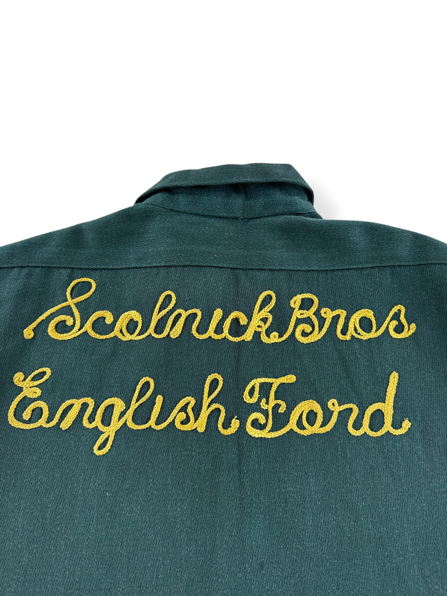 Back Design of Vintage Scolnick Brothers English Ford Chainstitch Jacket SZ M