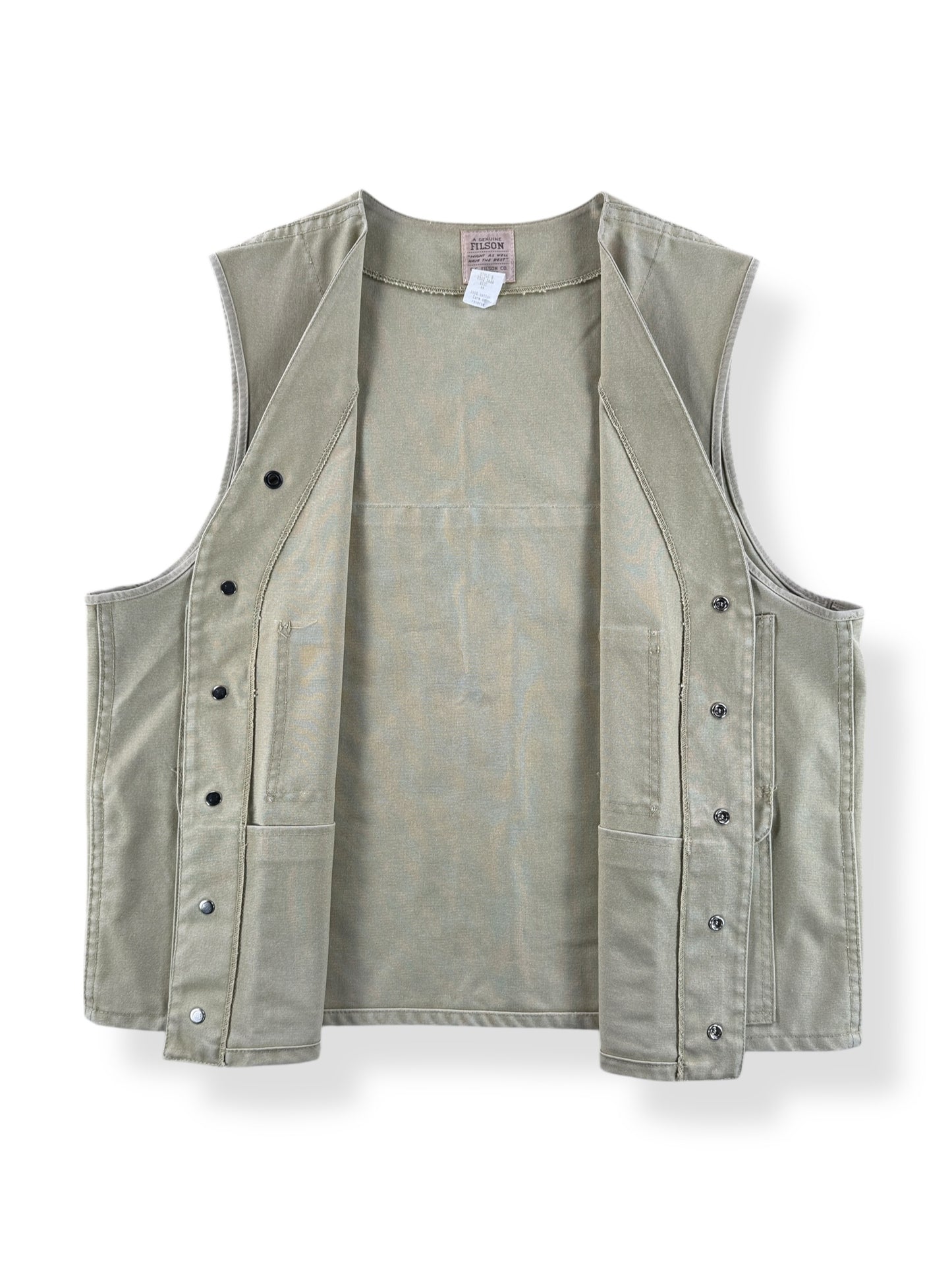 Inside of Vintage Filson Style 8 Tin Cloth Vest SZ 44