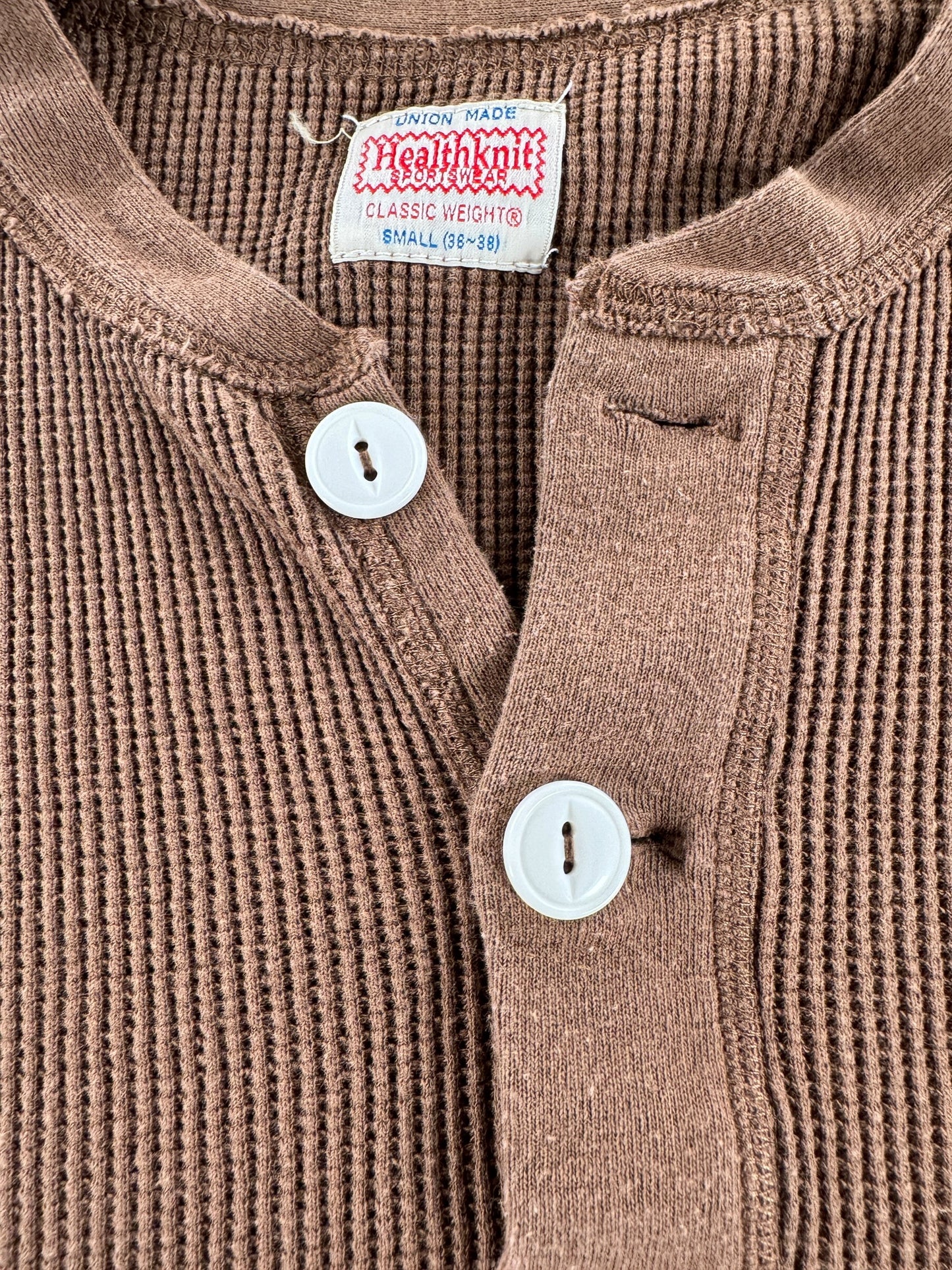 Buttons on Vintage Healthknit Short Sleeve Thermal SZ S