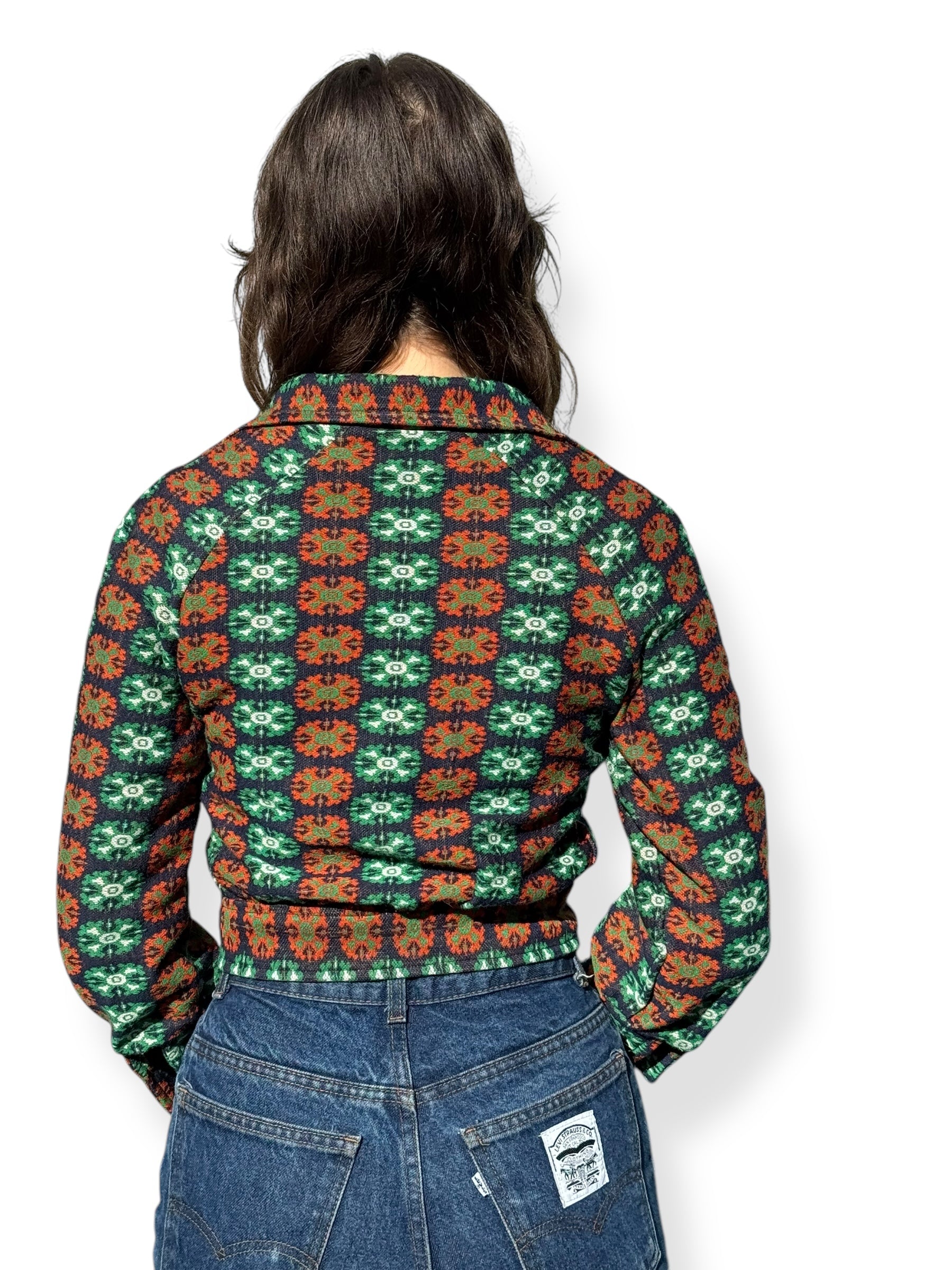 Back view of 1970s Handmade Mod Print Jacket XS