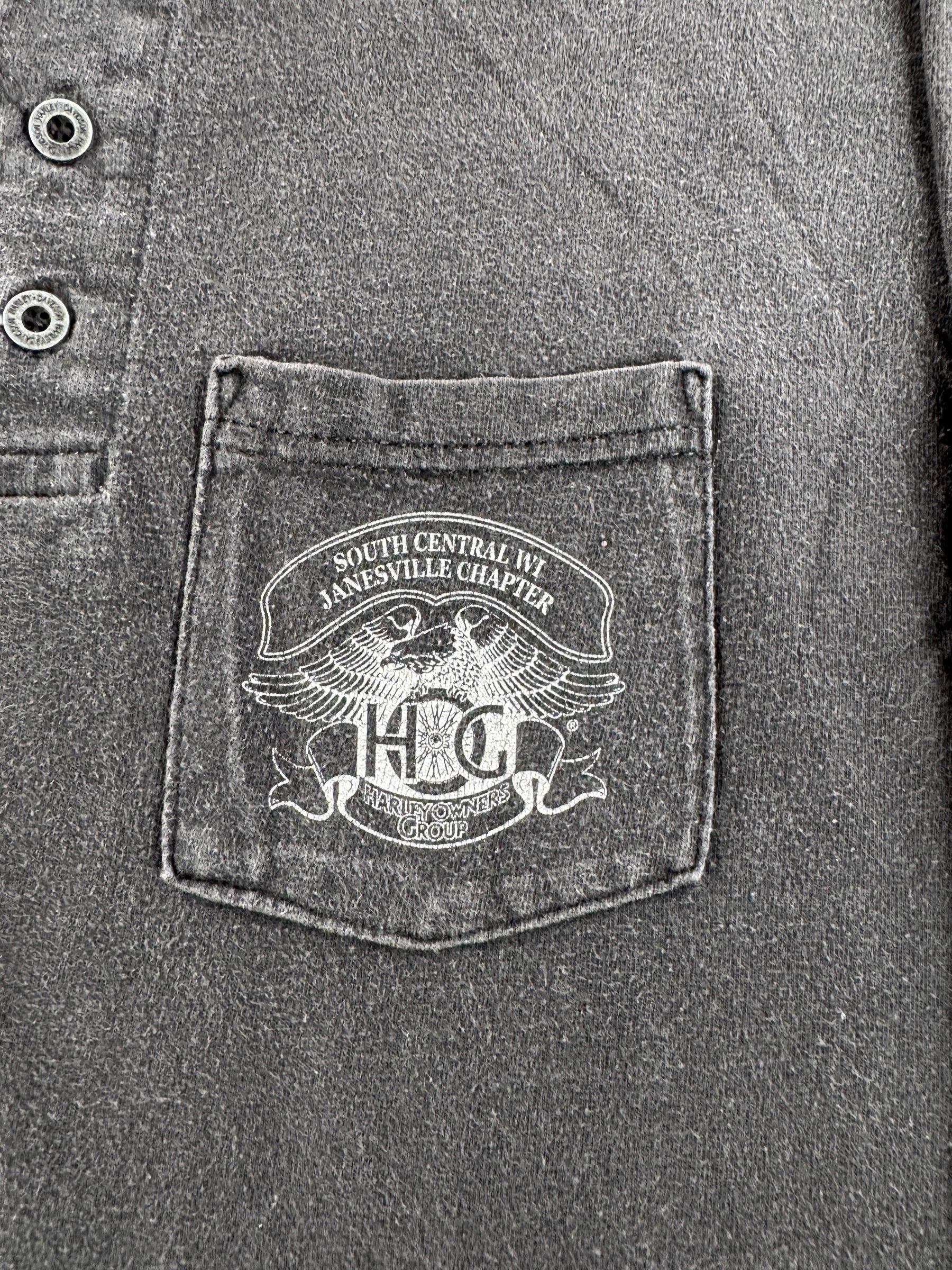 Pocket on Vintage Harley Davidson South Central WI Henley SZ L