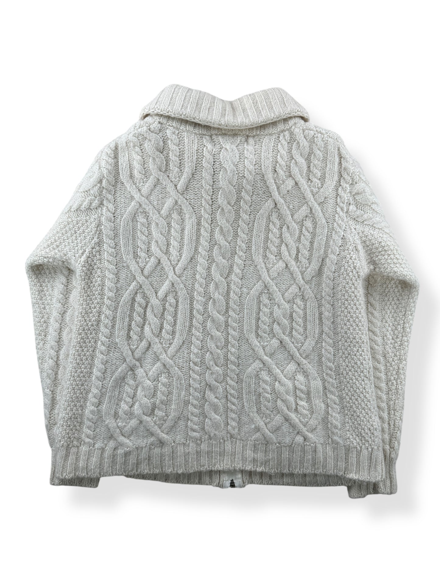 Back of Vintage Zip Up Irish Wool Sweater SZ S