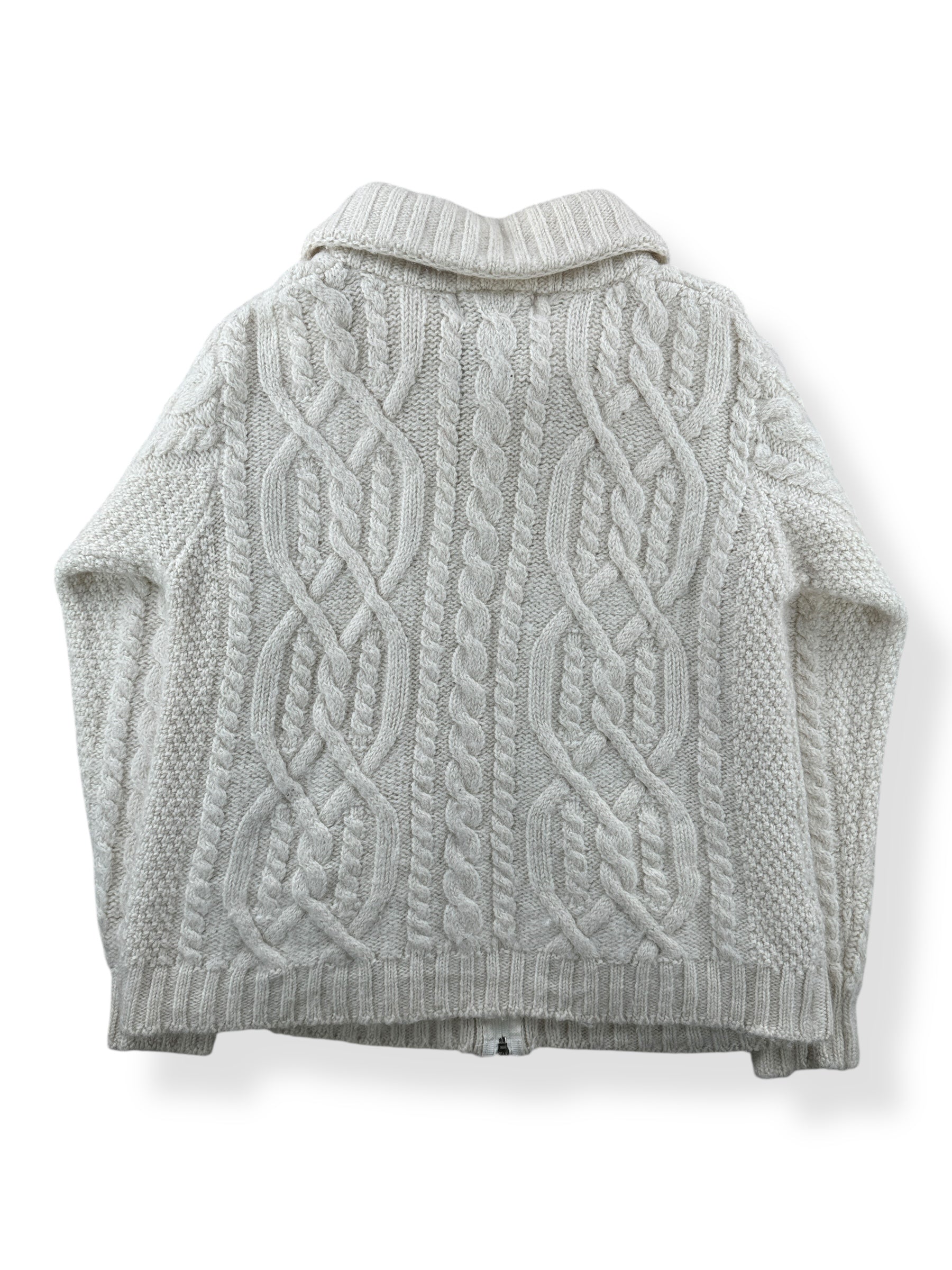 Back of Vintage Zip Up Irish Wool Sweater SZ S
