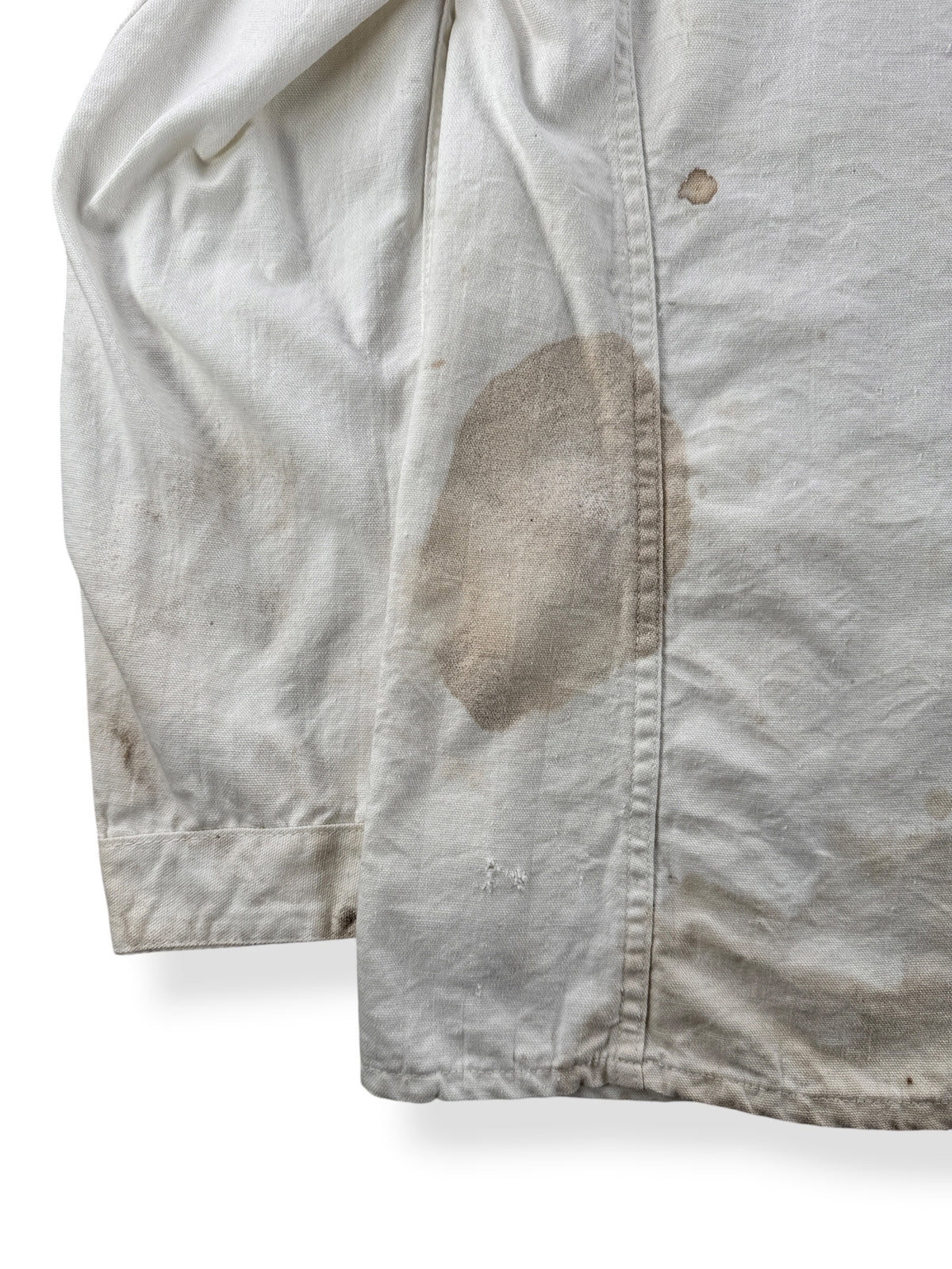 Stain on back of Vintage Standard Linen Co Shop Coat SZ 46