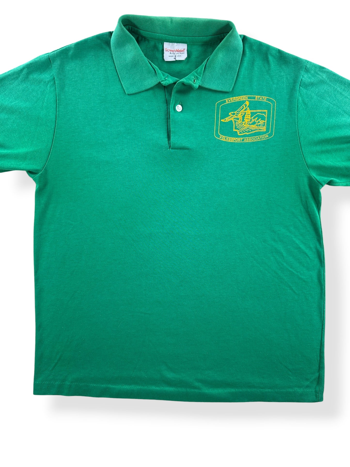 Front Close Up of Vintage Evergreen State Polo SZ M
