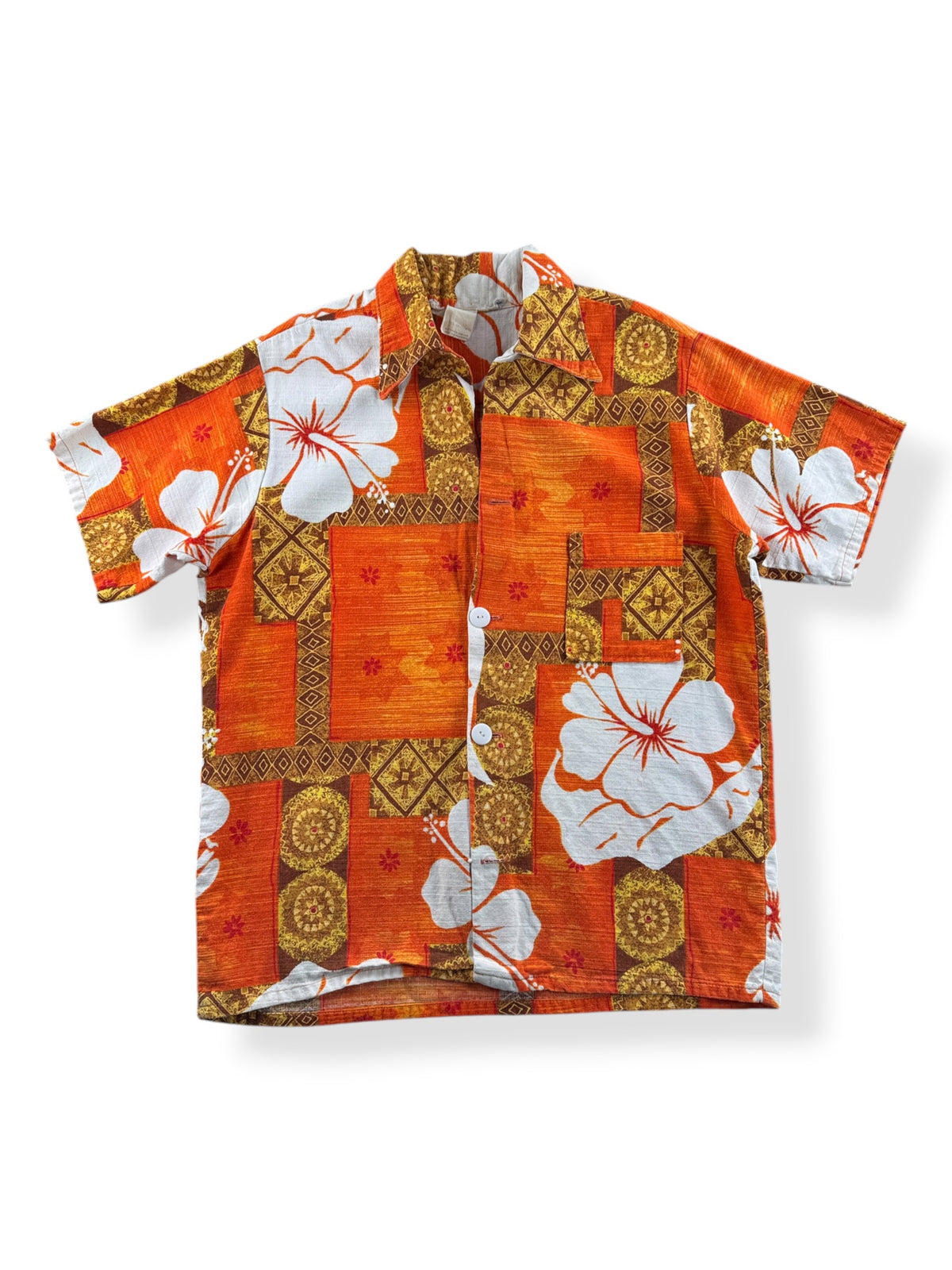 Front of Vintage Barkcloth Aloha Shirt - AS IS SZ S