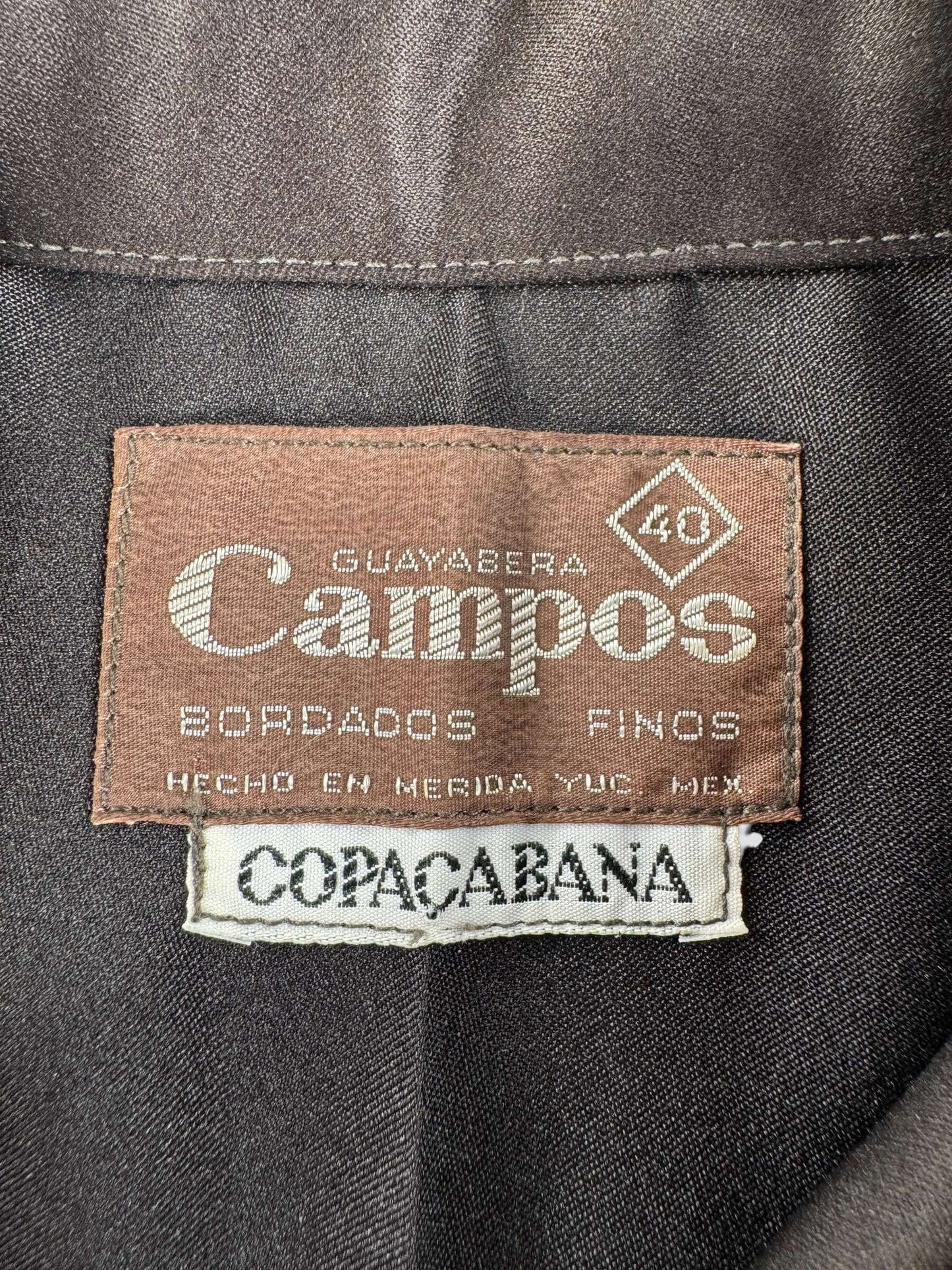 Tag on Vintage Campos Loop Collar Embroidered Guayabera Shirt SZ 40