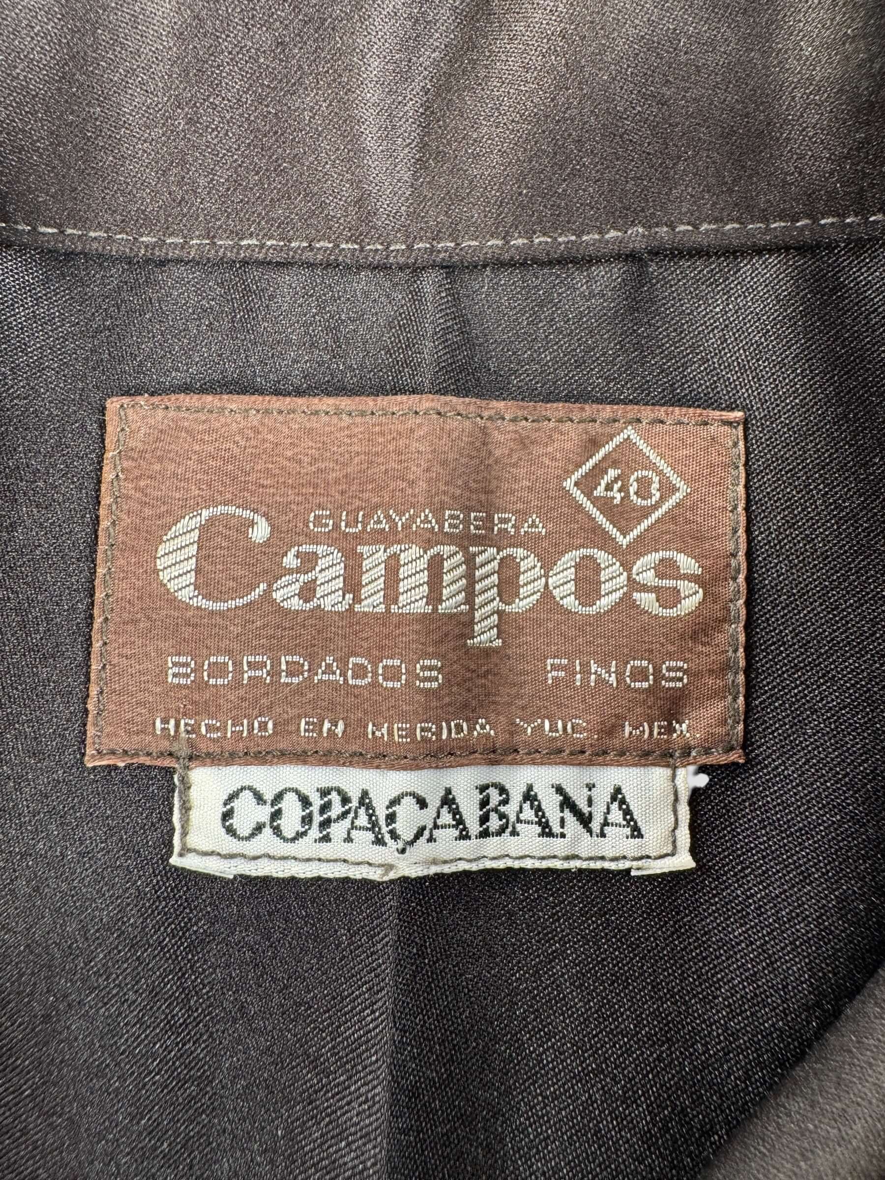 Tag on Vintage Campos Loop Collar Embroidered Guayabera Shirt SZ 40