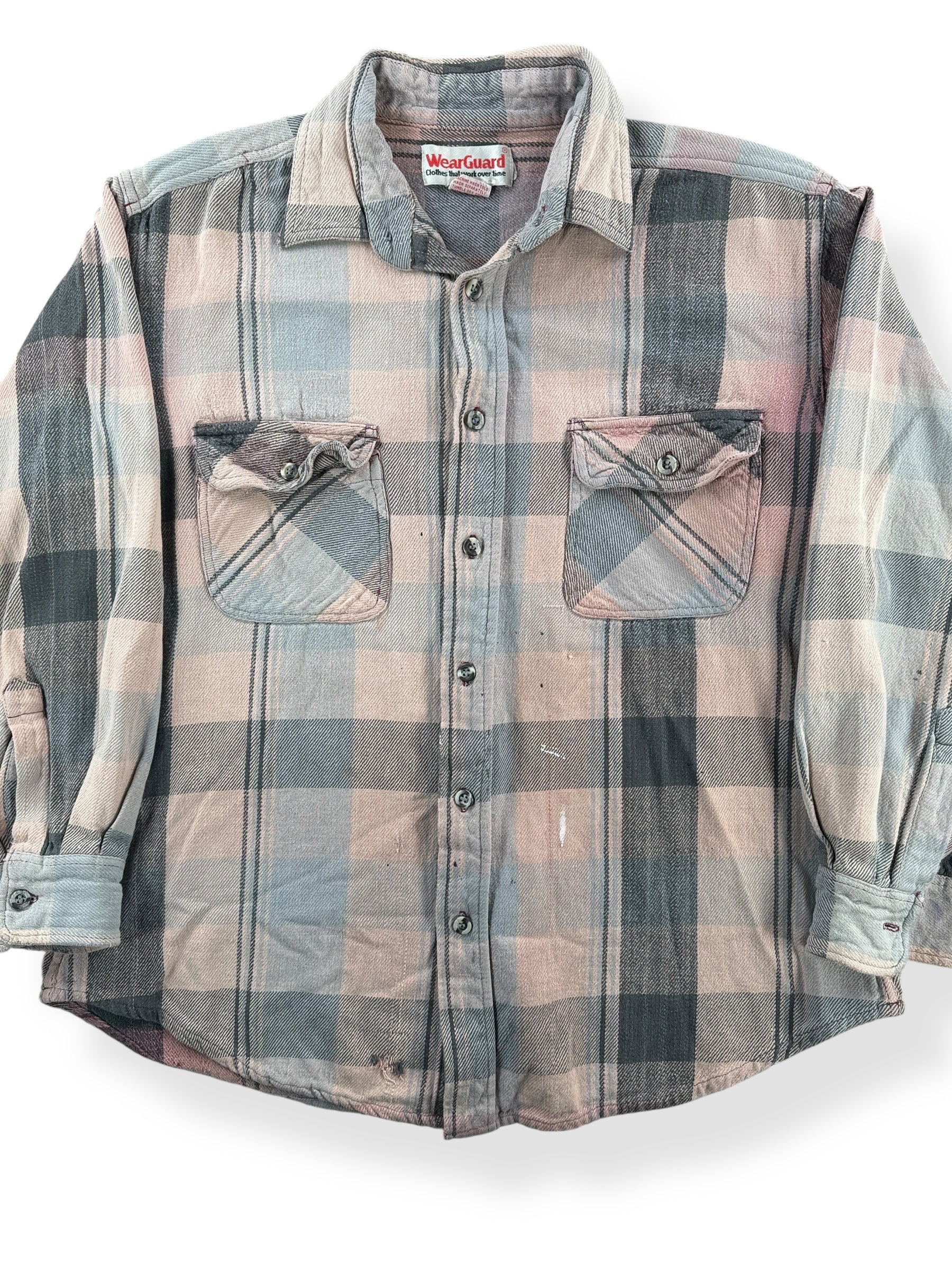 Front Close Up of Vintage WearGuard Faded Cotton Flannel SZ M