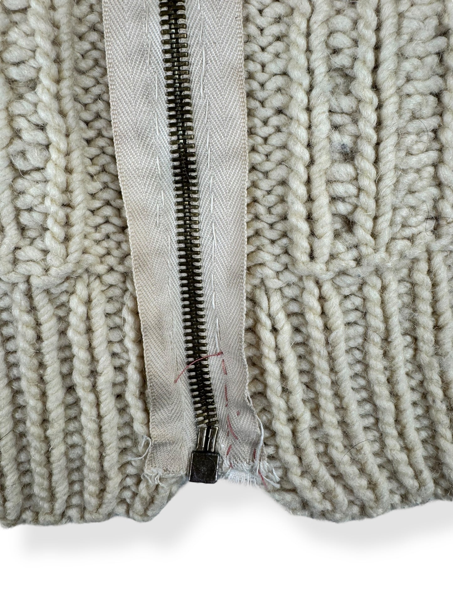 1940s Handmade Cable Knit Zip Up X-XL