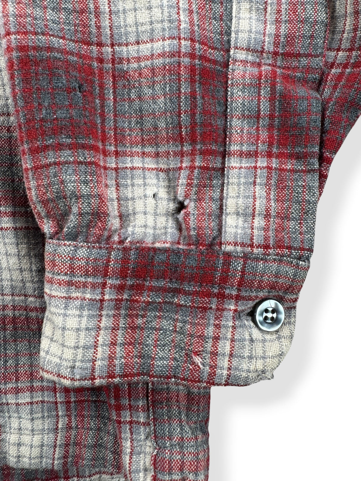 Ware by cuff of Vintage Pendleton Shadowplaid Board Shirt SZ L