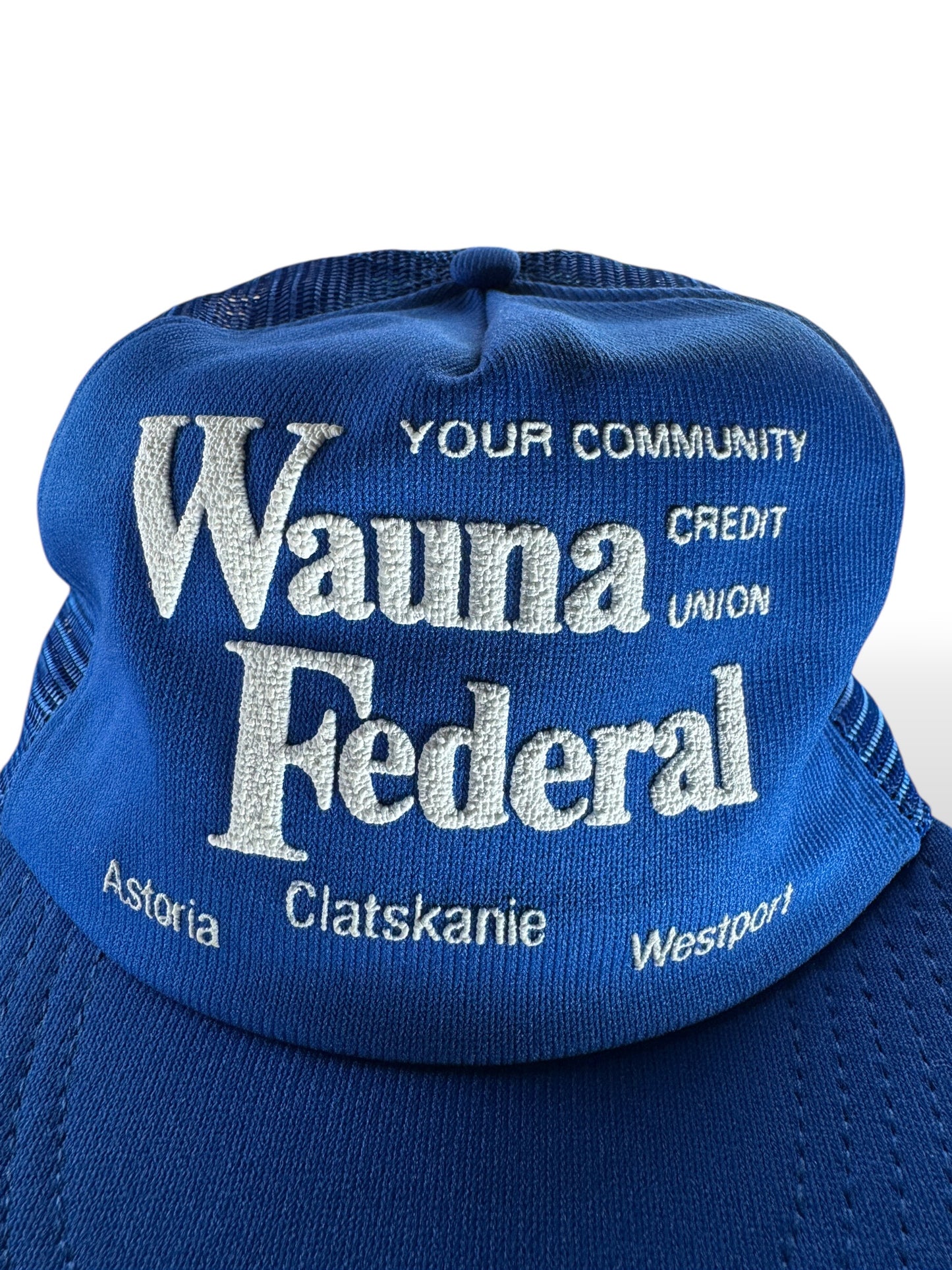 Design on Vintage Wauna Federal Credit Union Trucker Hat SZ OSFA