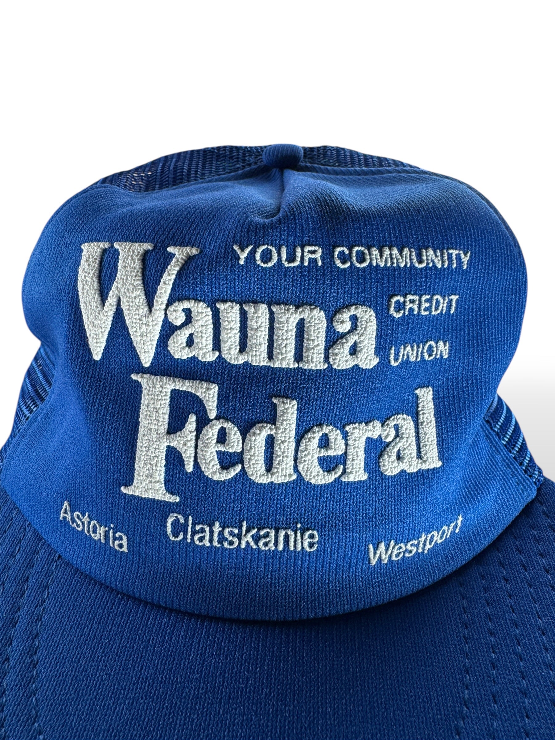 Design on Vintage Wauna Federal Credit Union Trucker Hat SZ OSFA