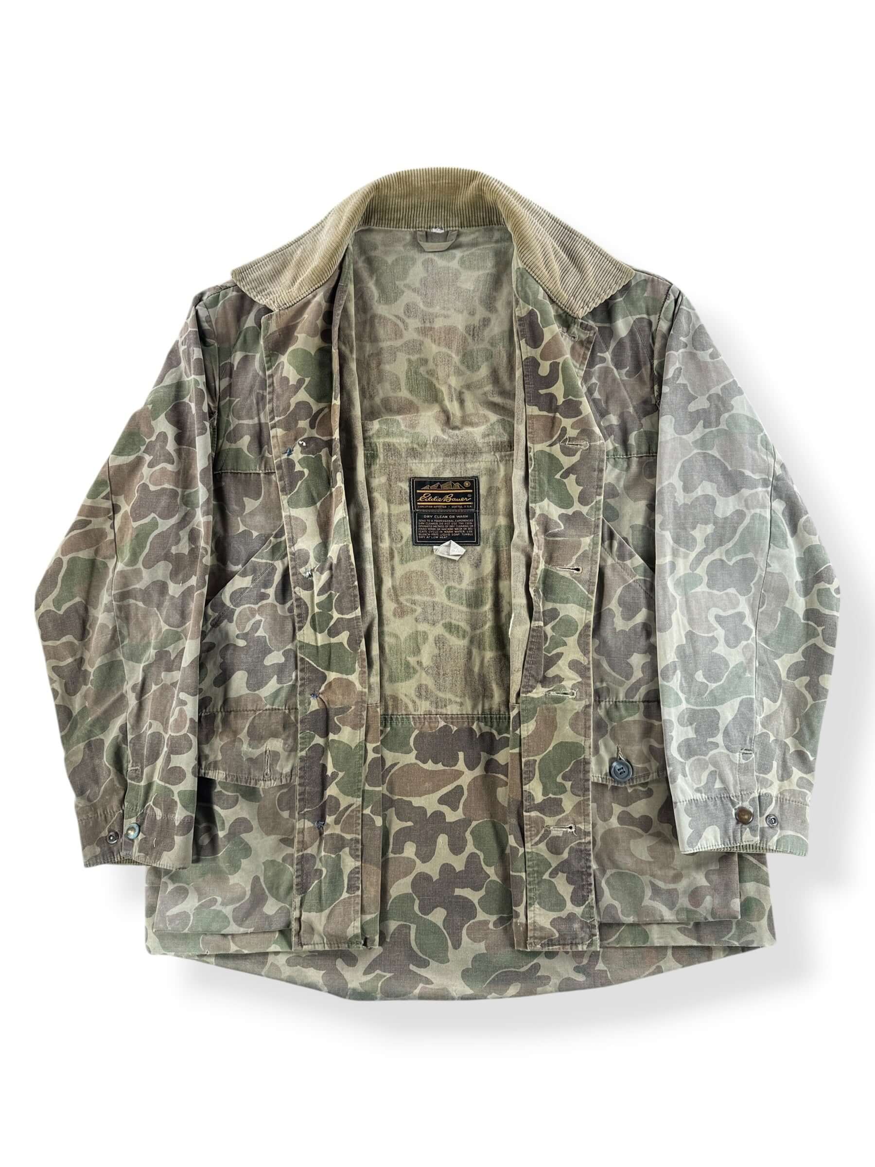 Inside of Vintage 80s Eddie Bauer Camo Hunting Jacket SZ XL