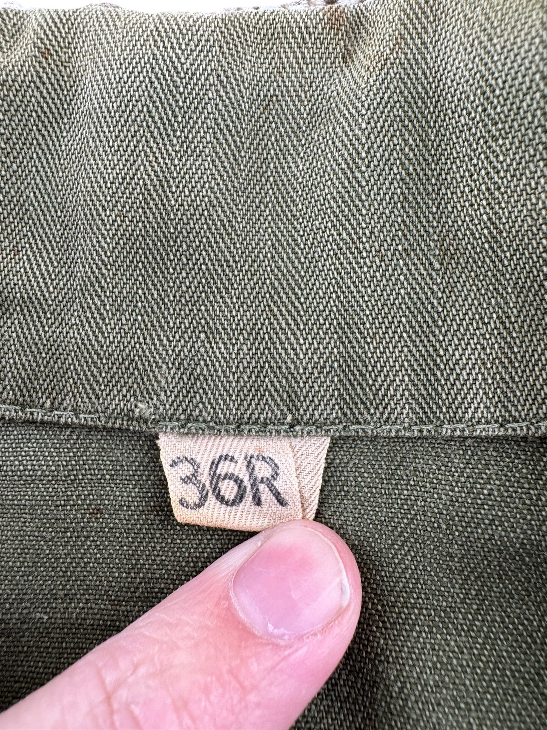 Label on Vintage HBT Military Top SZ L