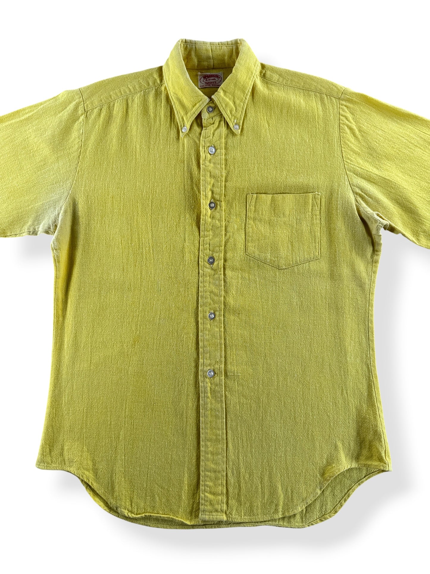 Close-up of Vintage McGregor Yellow 100% Cotton Shirt SZ M
