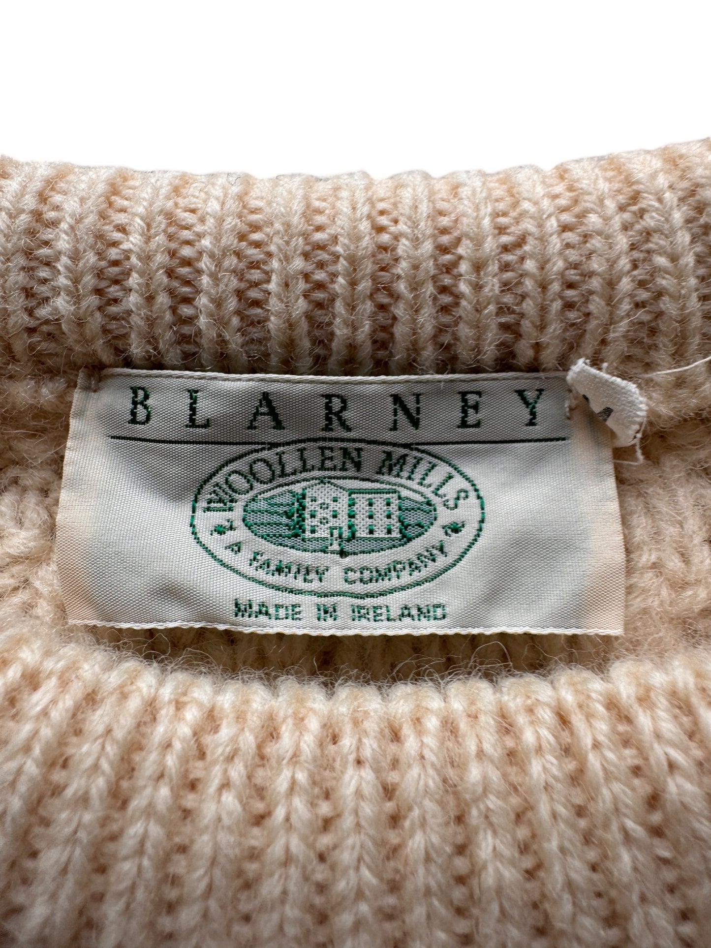 Tag on Blarney Woolen Mills Fisherman Sweater SZ M