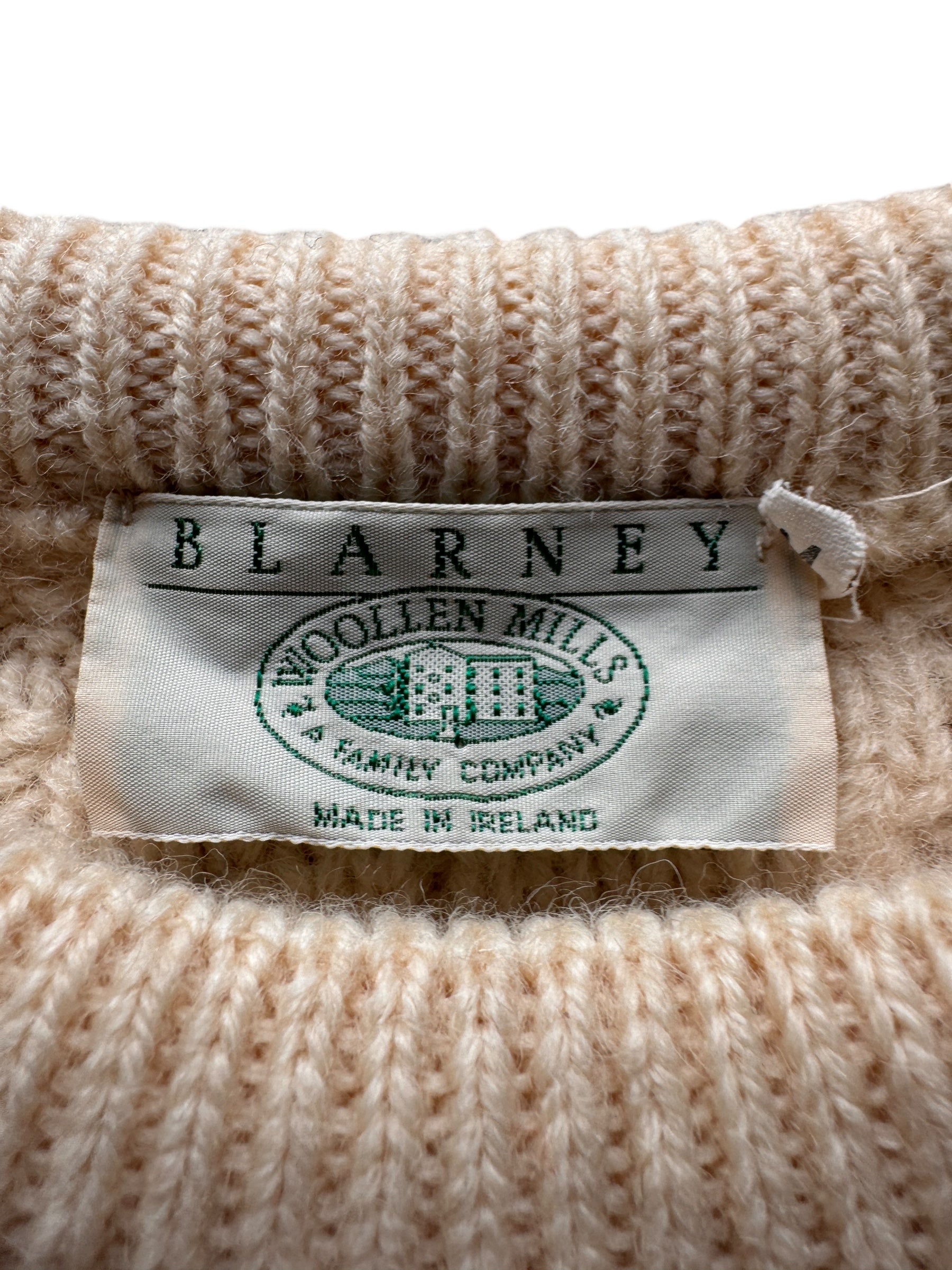Tag on Blarney Woolen Mills Fisherman Sweater SZ M