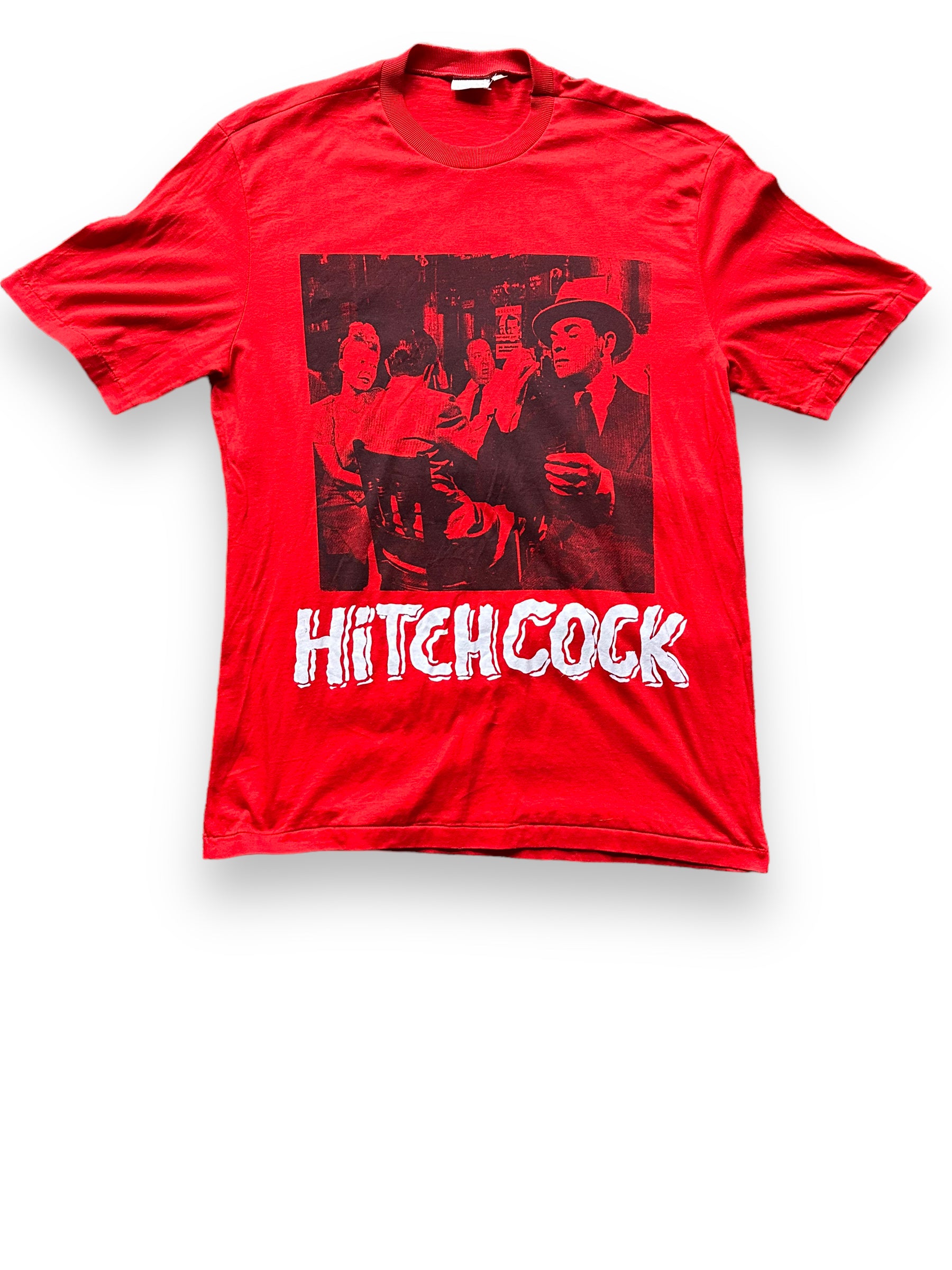 Front View of Vintage Alfred Hitchcock Tee SZ L | Vintage Hitchock T-Shirt Seattle | Barn Owl Vintage Tees Seattle