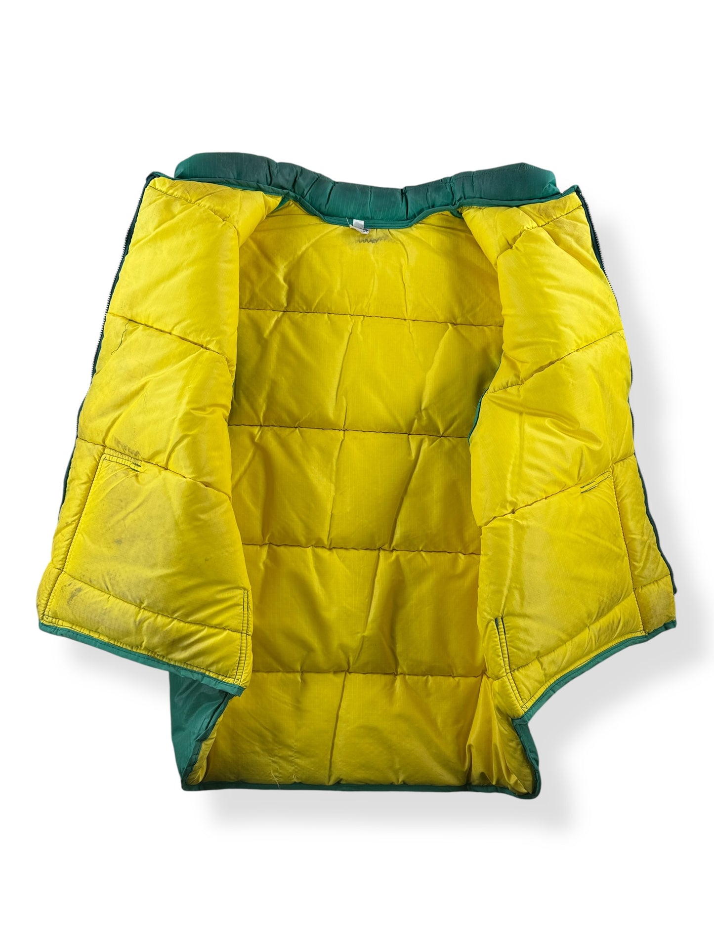 Inside of Vintage Reversible Green Puffer Vest SZ L