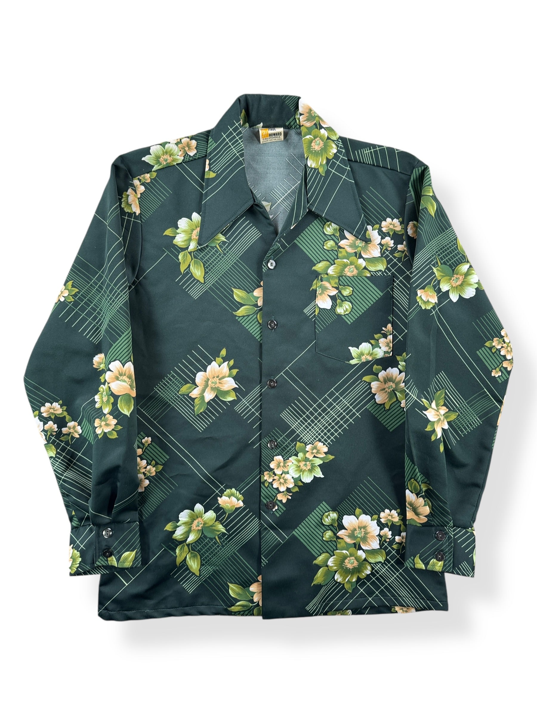Front of Vintage Paul Howard Floral Disco Shirt SZ M