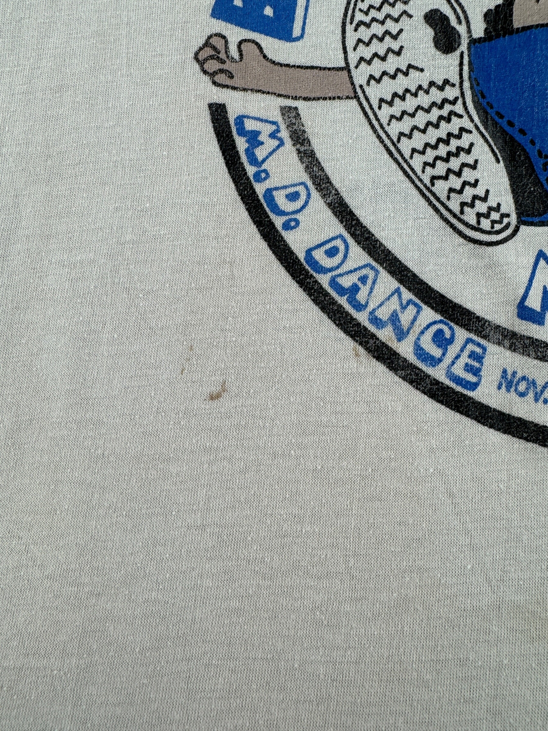 Stain on Vintage 70s Era Bop Til You Drop Olympia Beer Ringer Tee SZ S