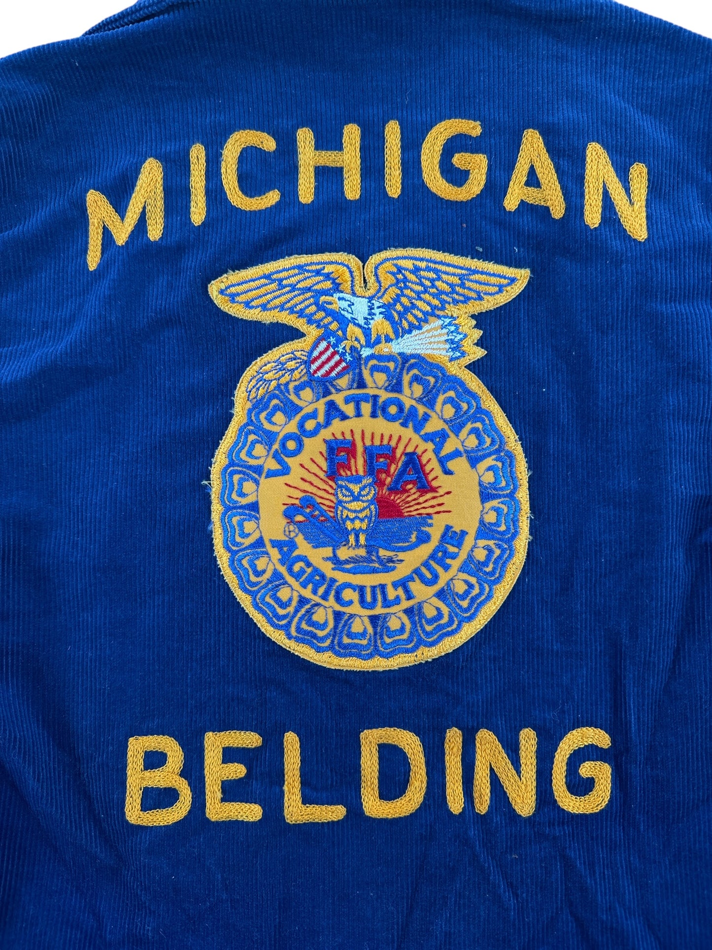 Back Patch on Vintage Belding Michigan FFA Jacket SZ 38