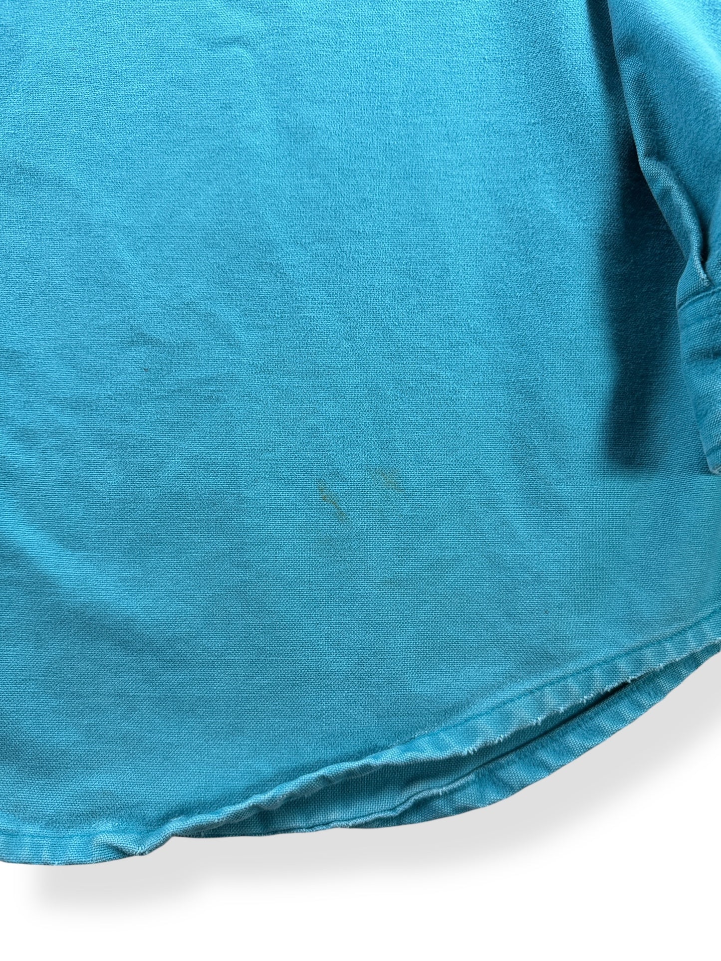 Staining on Vintage St. John's Bay Teal Chamois Shirt SZ XL Tall