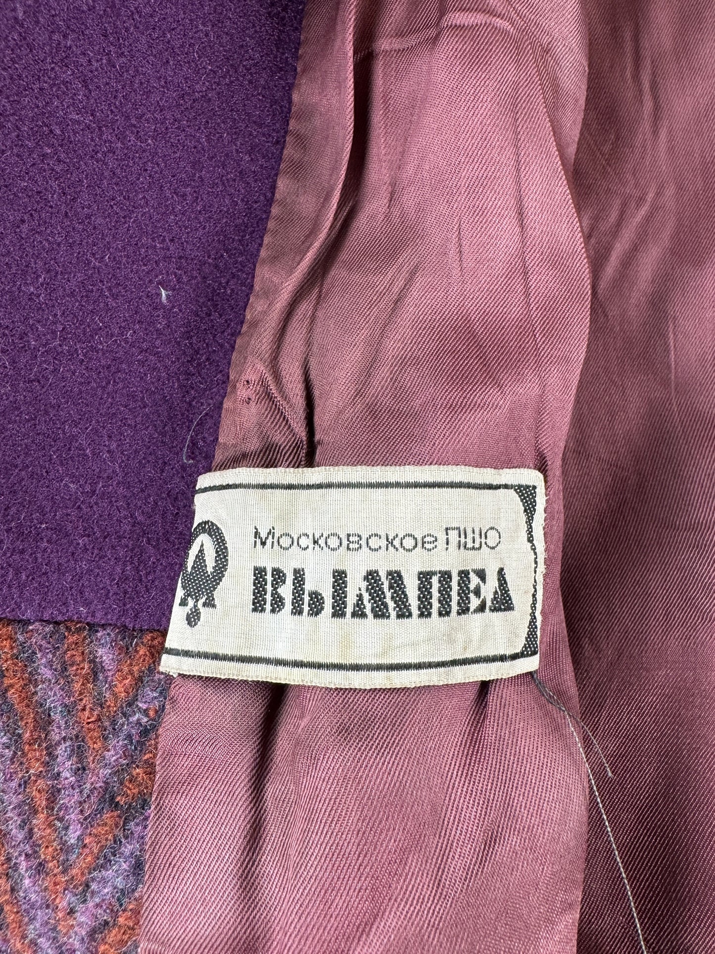Label on Vintage 70s Russian Wool Coat SZ L