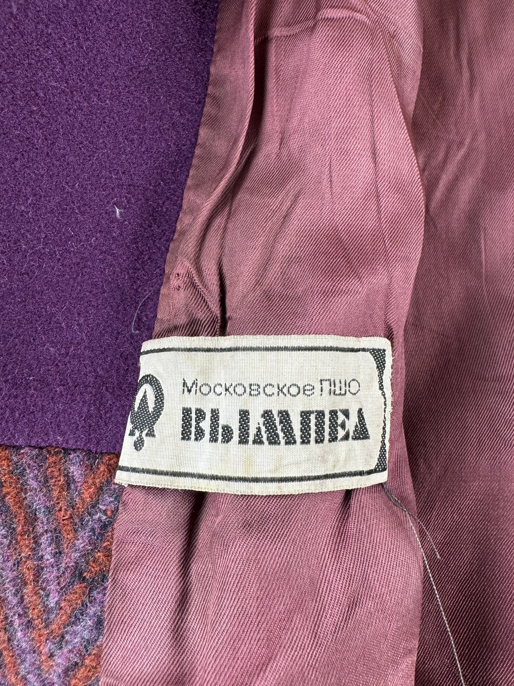 Label on Vintage 70s Russian Wool Coat SZ L