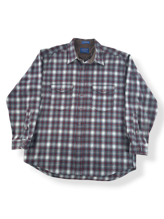 Front of Vintage Pendleton Outdoorsman Red & White Flannel SZ XL