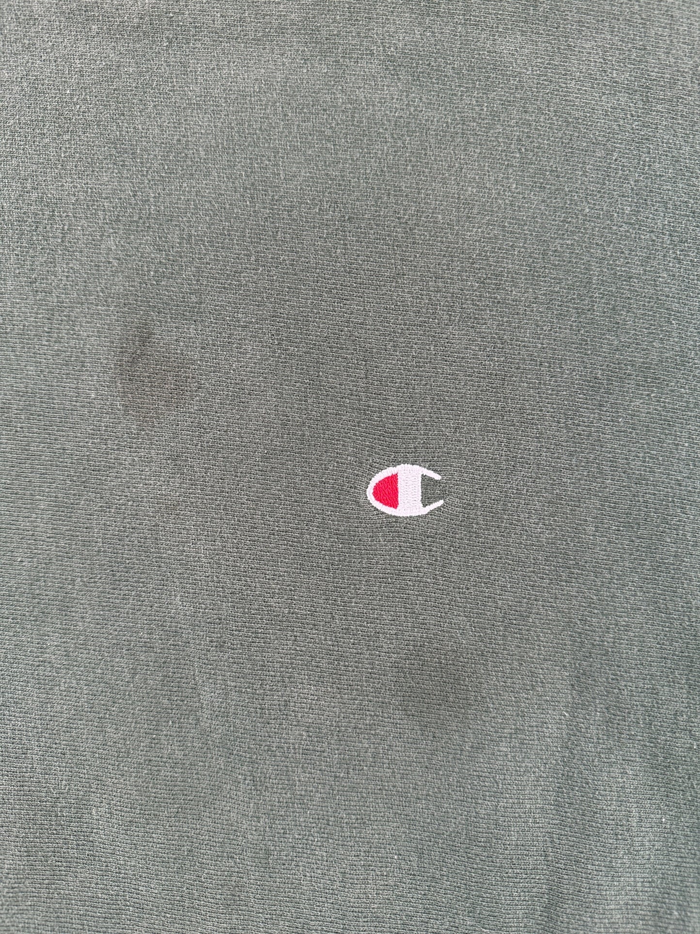 Front Graphic of Vintage Green Champion Reverse Weave Sweatshirt SZ L