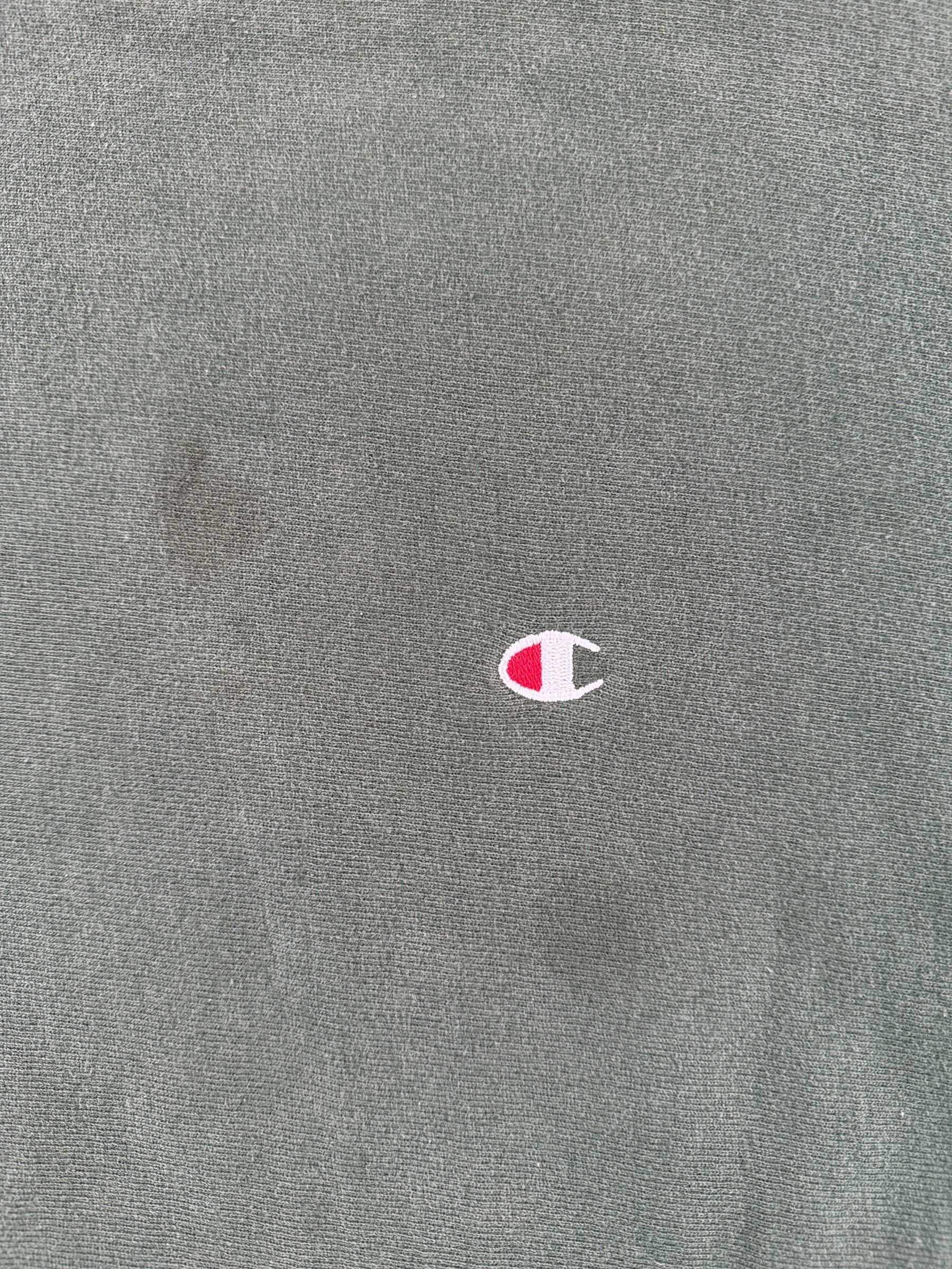 Front Graphic of Vintage Green Champion Reverse Weave Sweatshirt SZ L