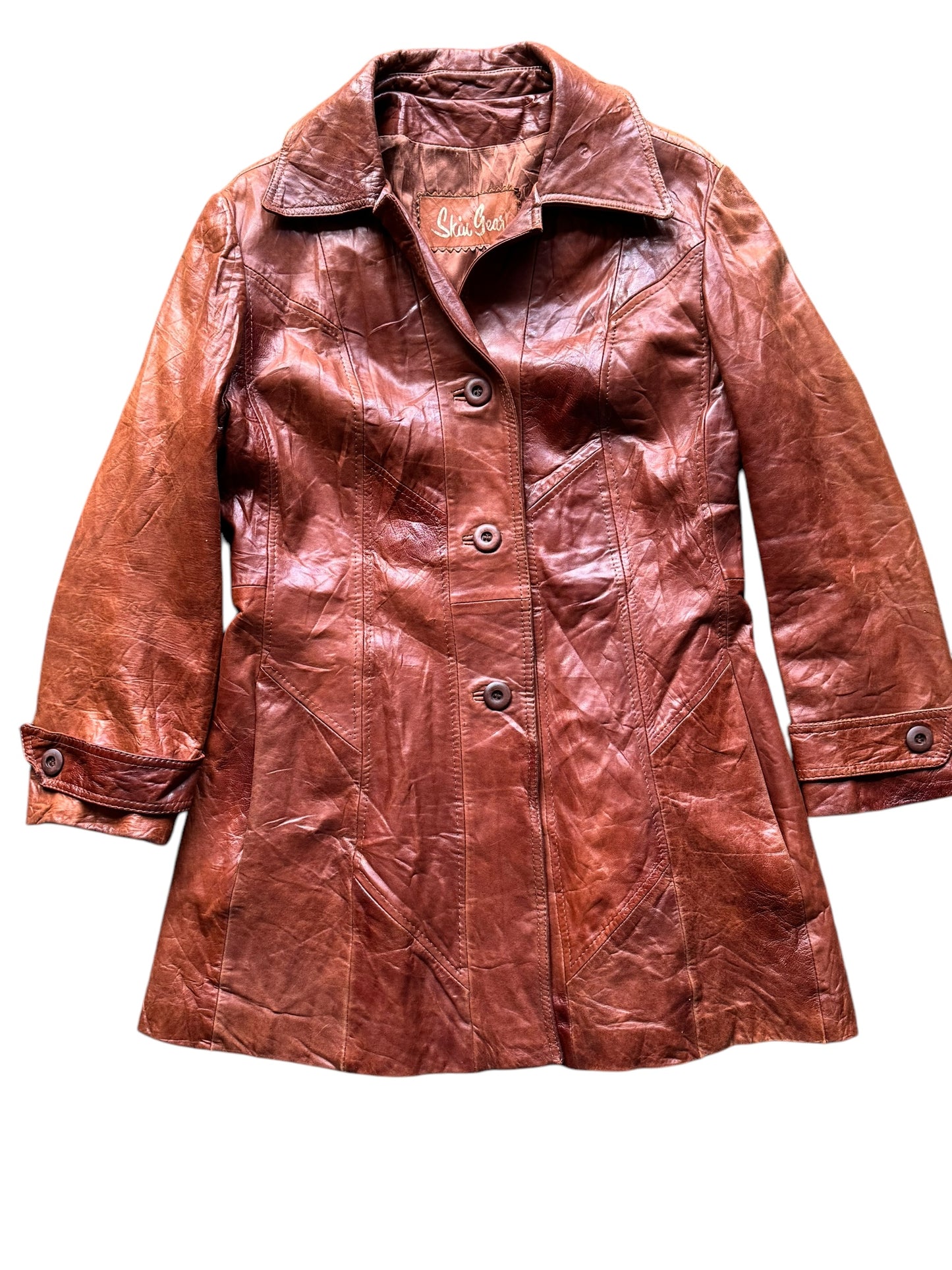 Front view of 1970s Skin Gear Leather Coat L