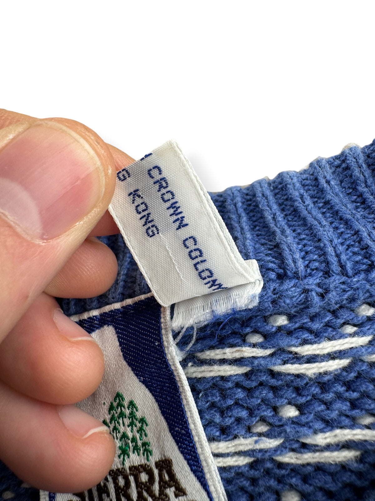 Tag on Vintage 1980s Sierra Designs Birdseye Cotton Sweater SZ M/L