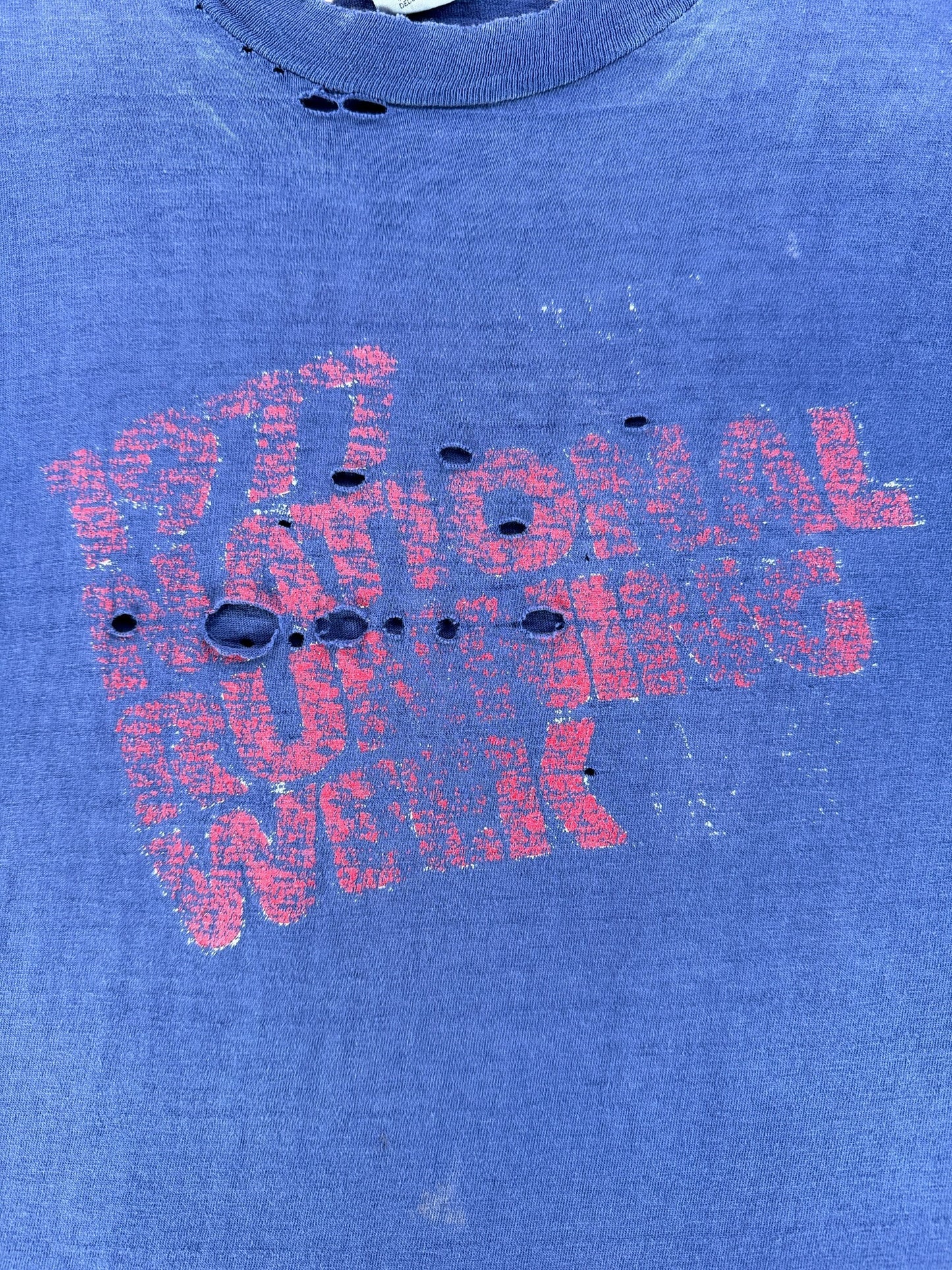 Front Graphic of Vintage 1977 National Running Week Shredder Tee SZ M