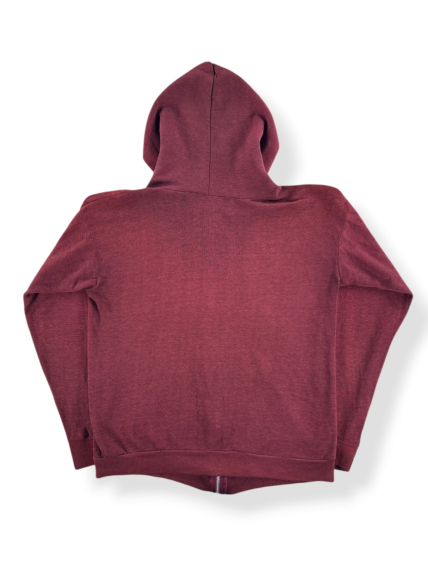 Back of Vintage Maroon Zip Up Hoodie SZ S