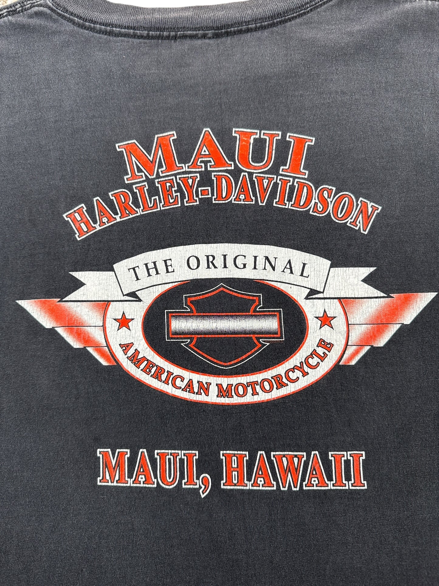 Back of Vintage Harley Davidson of Maui Tee SZ XL