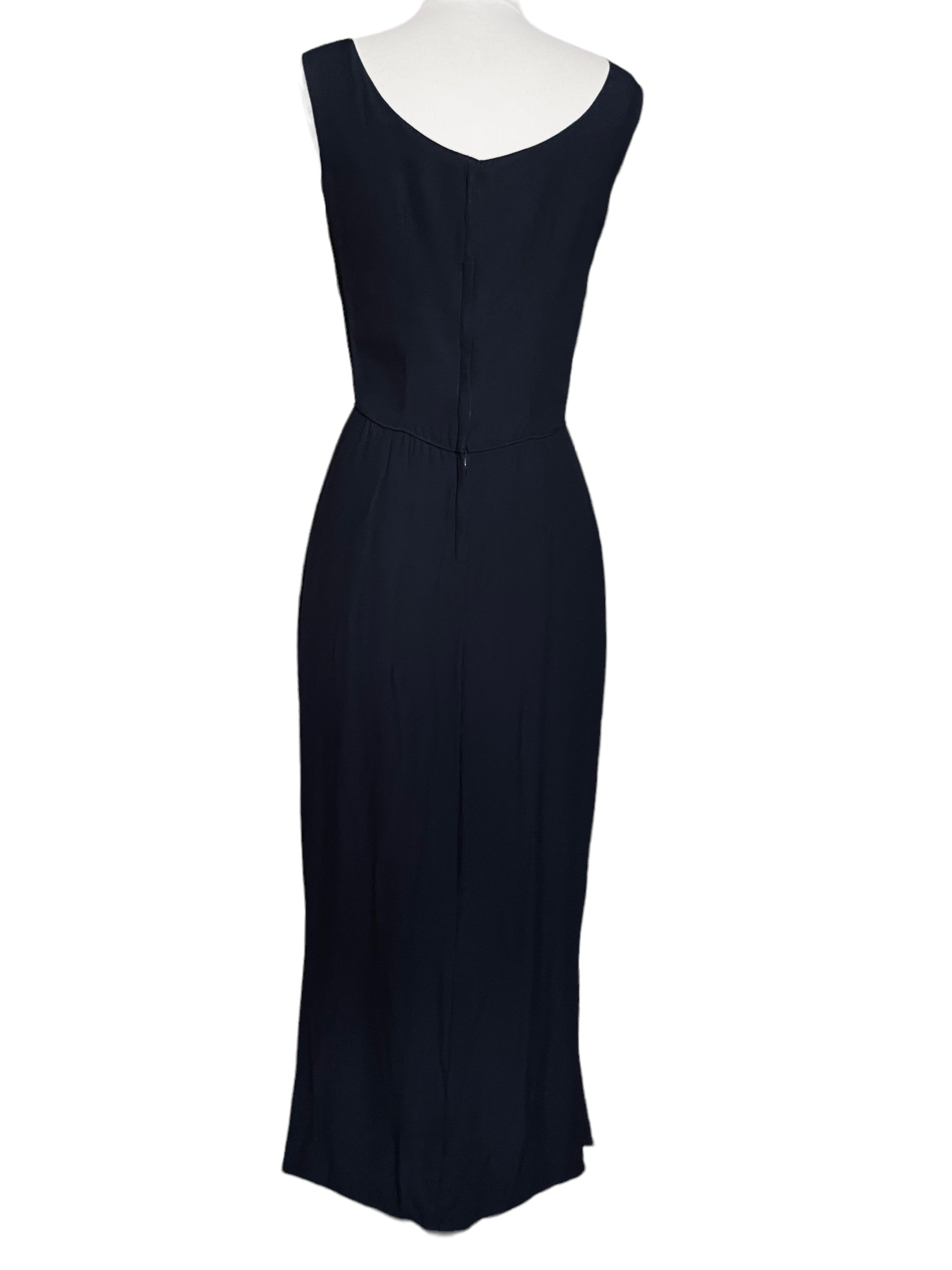 Full back view of Vintage 1950s Alfred Werber Black Maxi Dress |  Barn Owl Vintage | Seattle Vintage Dresses