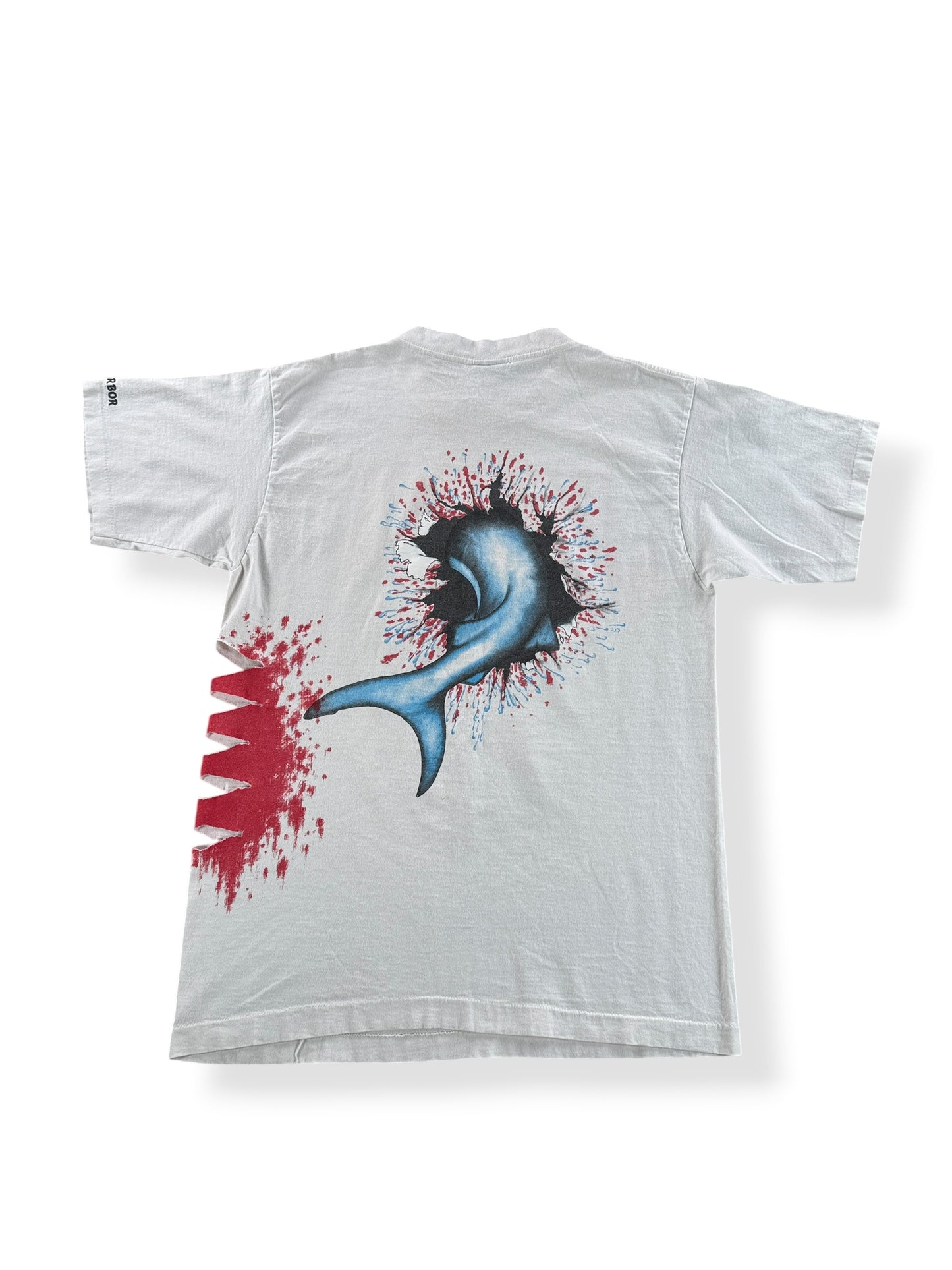 Back of Vintage Friday Harbor Shark Attack Tee SZ L (Fits M)