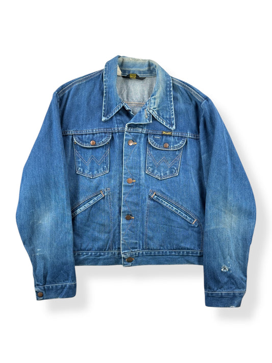 Front of Vintage Wrangler 25MJ Denim Jacket SZ 46